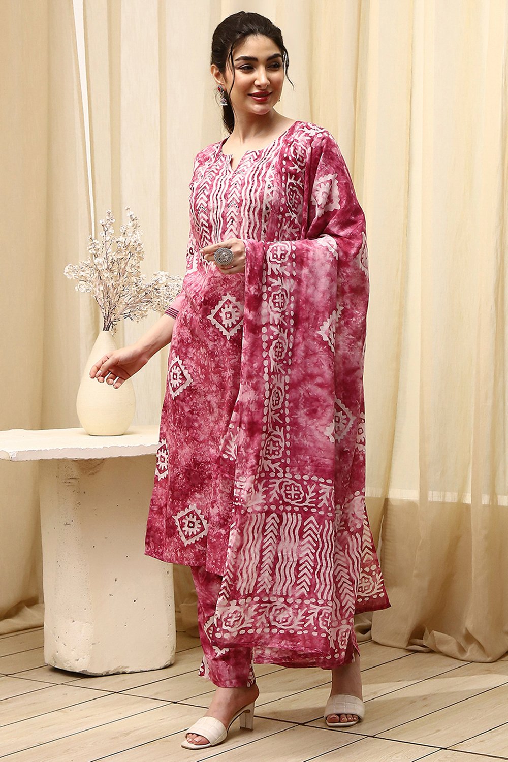 Blue Cotton  Unstitched Suit Set image number 4