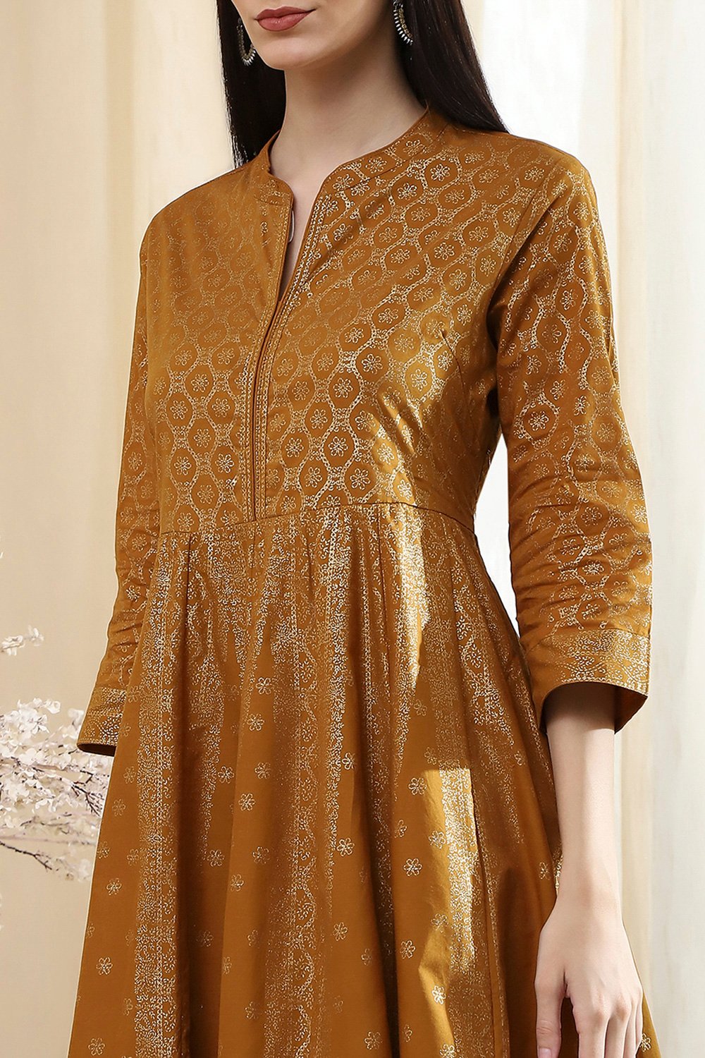 Lavender Cotton Layered Anarkali Dress image number 1