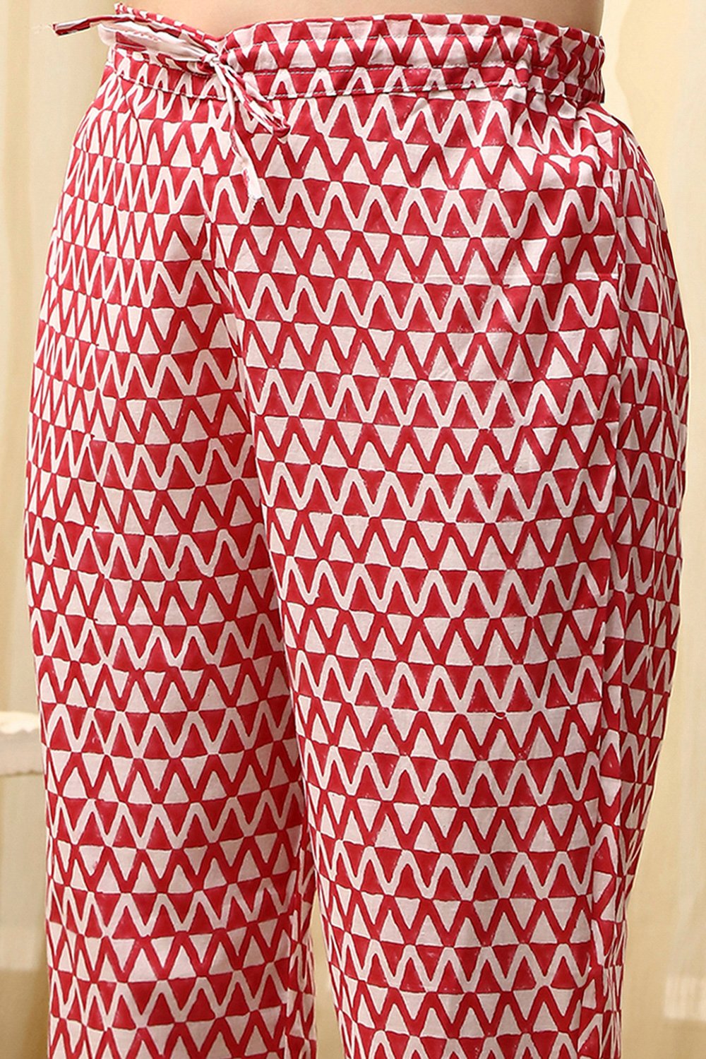 Yellow Cotton Hand Block Print Unstitched Suit Set image number 3