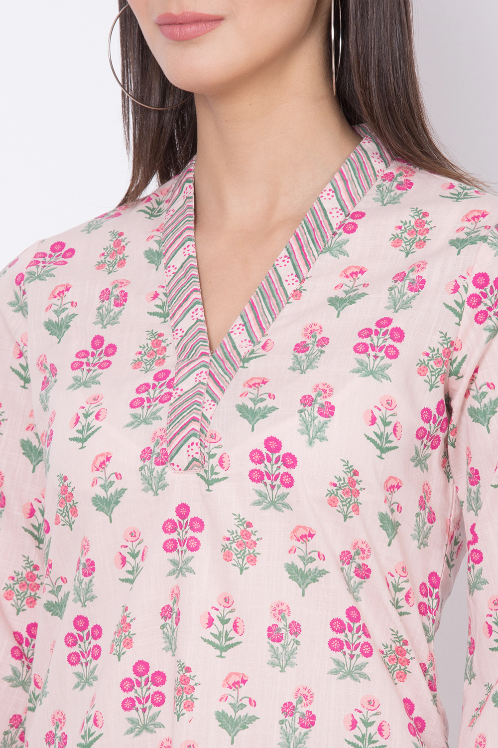 Peach Cotton Straight Kurta Sharara Suit Set image number 1