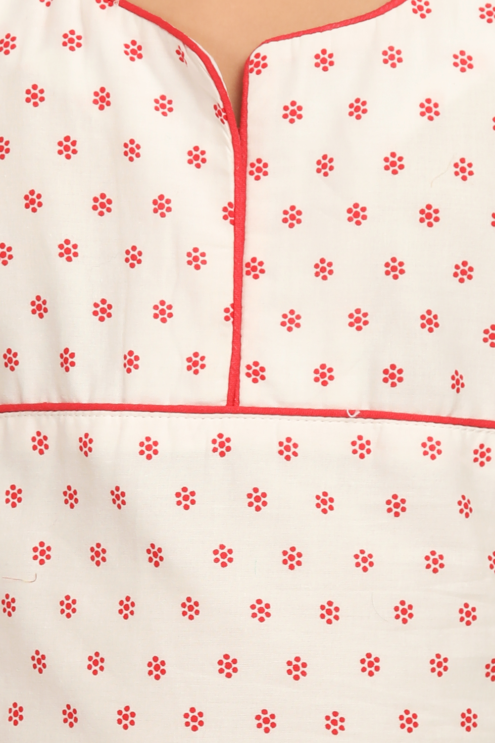 Off White And Red Straight Cotton Kurta Salwar Suit Set image number 1