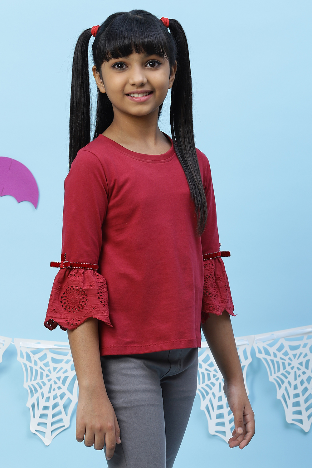 Cherry Red Straight Cotton Top image number 4