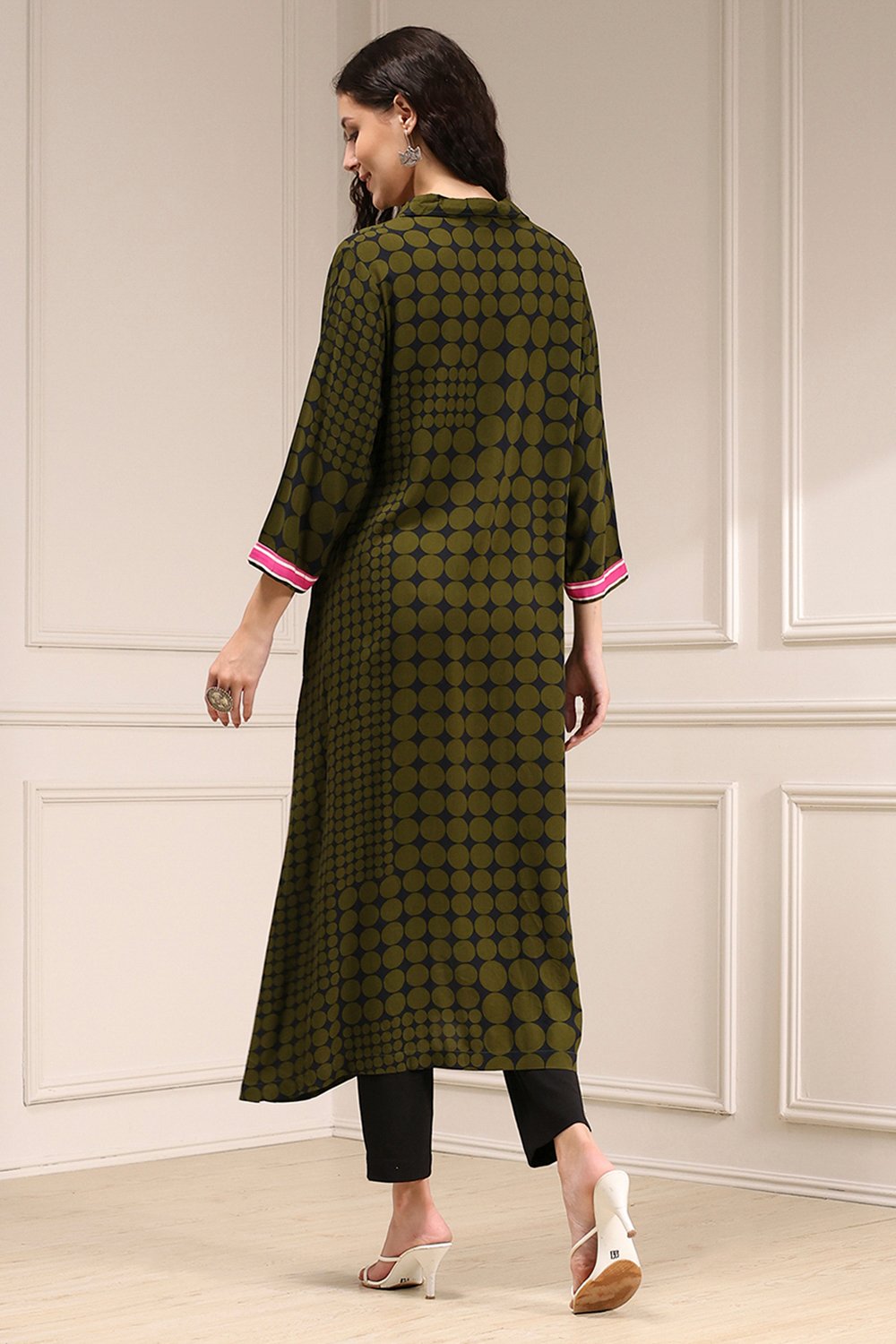 Indigo Blue Viscose Straight Printed Kurta image number 3