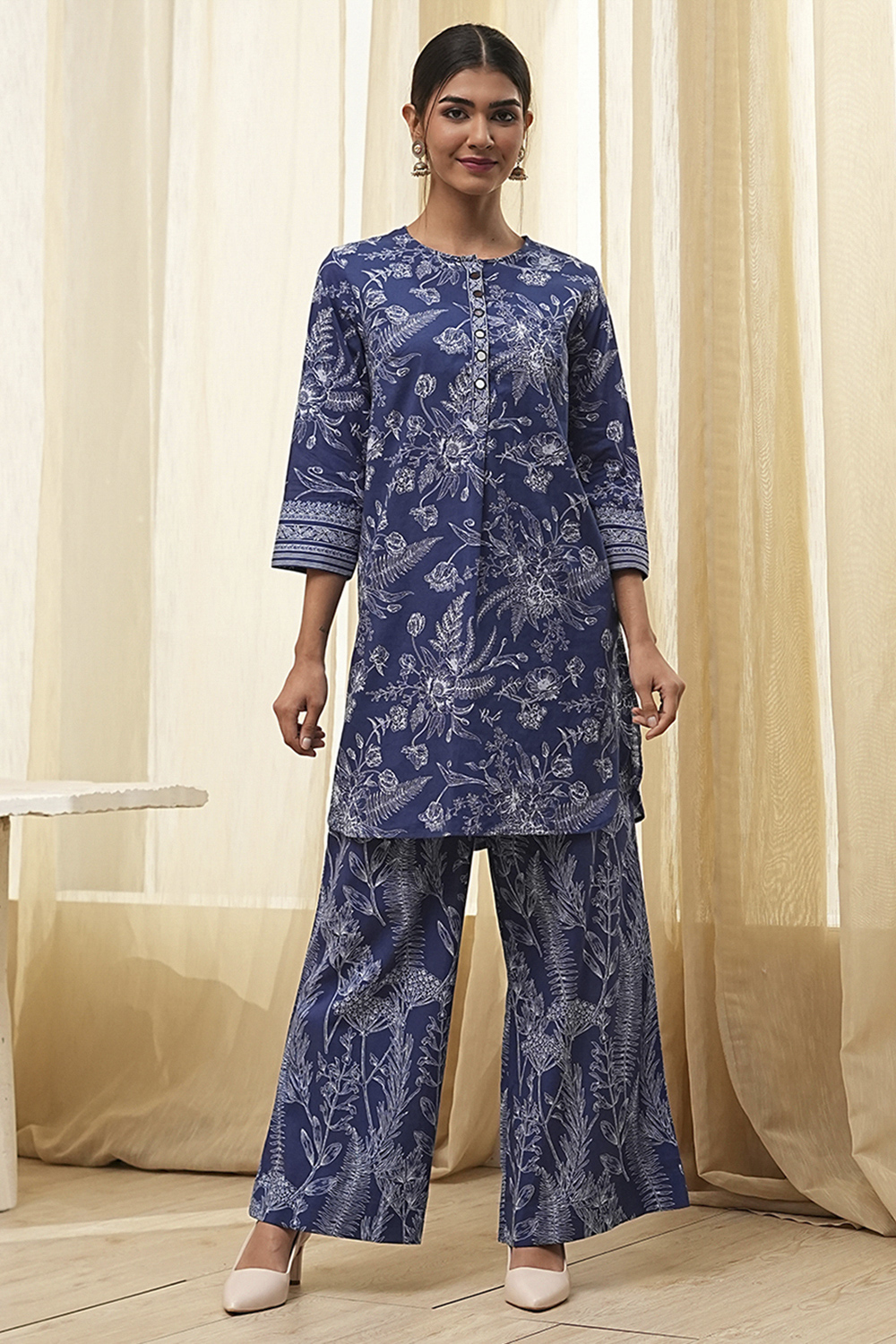 Indigo Pure Cotton Floral Co-ord Set image number 6