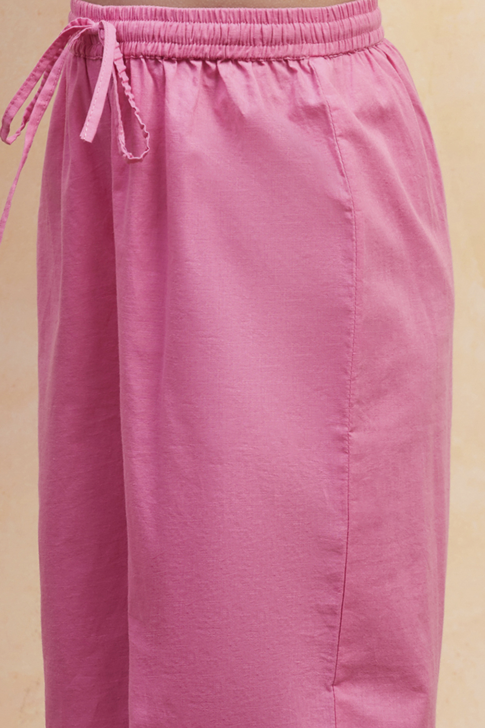 Pink Cotton Kurta Pants Set image number 2