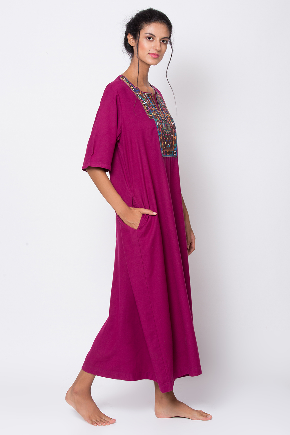 Navy Blue A Line Sleepwear Gown image number 2