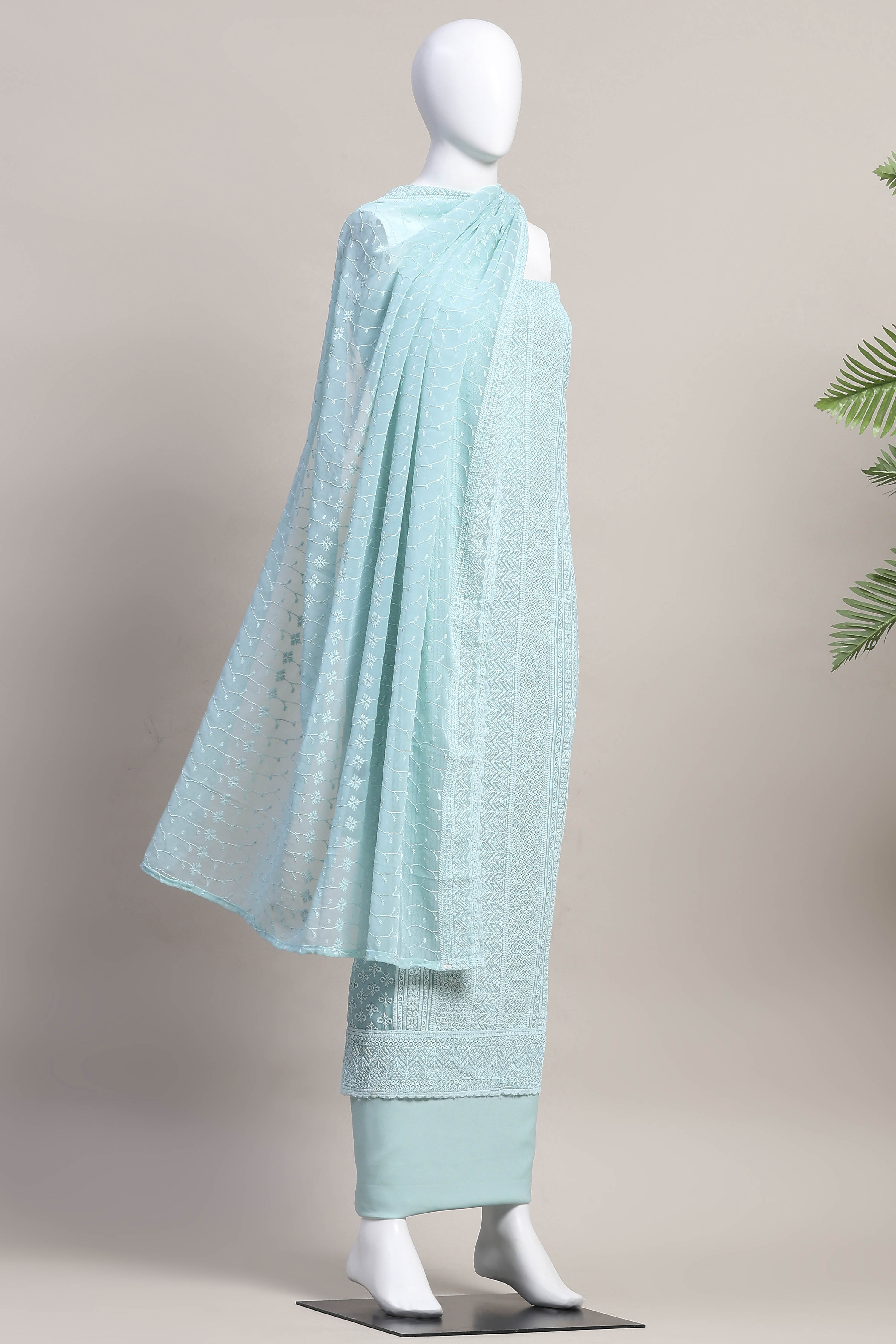 Pnk Georgette Unstitched Suit Set image number 4