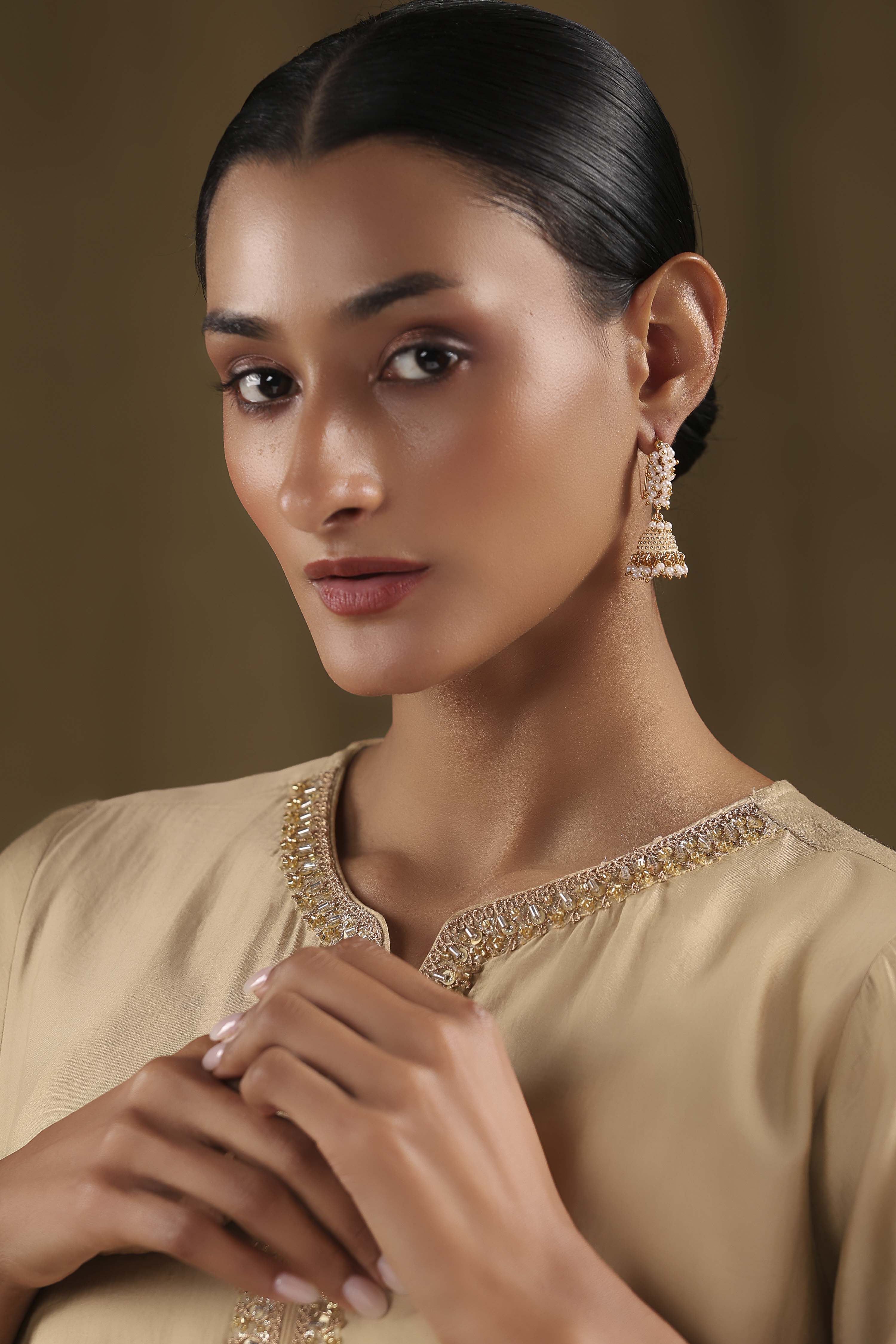 Off White Brass Jhumka image number 3