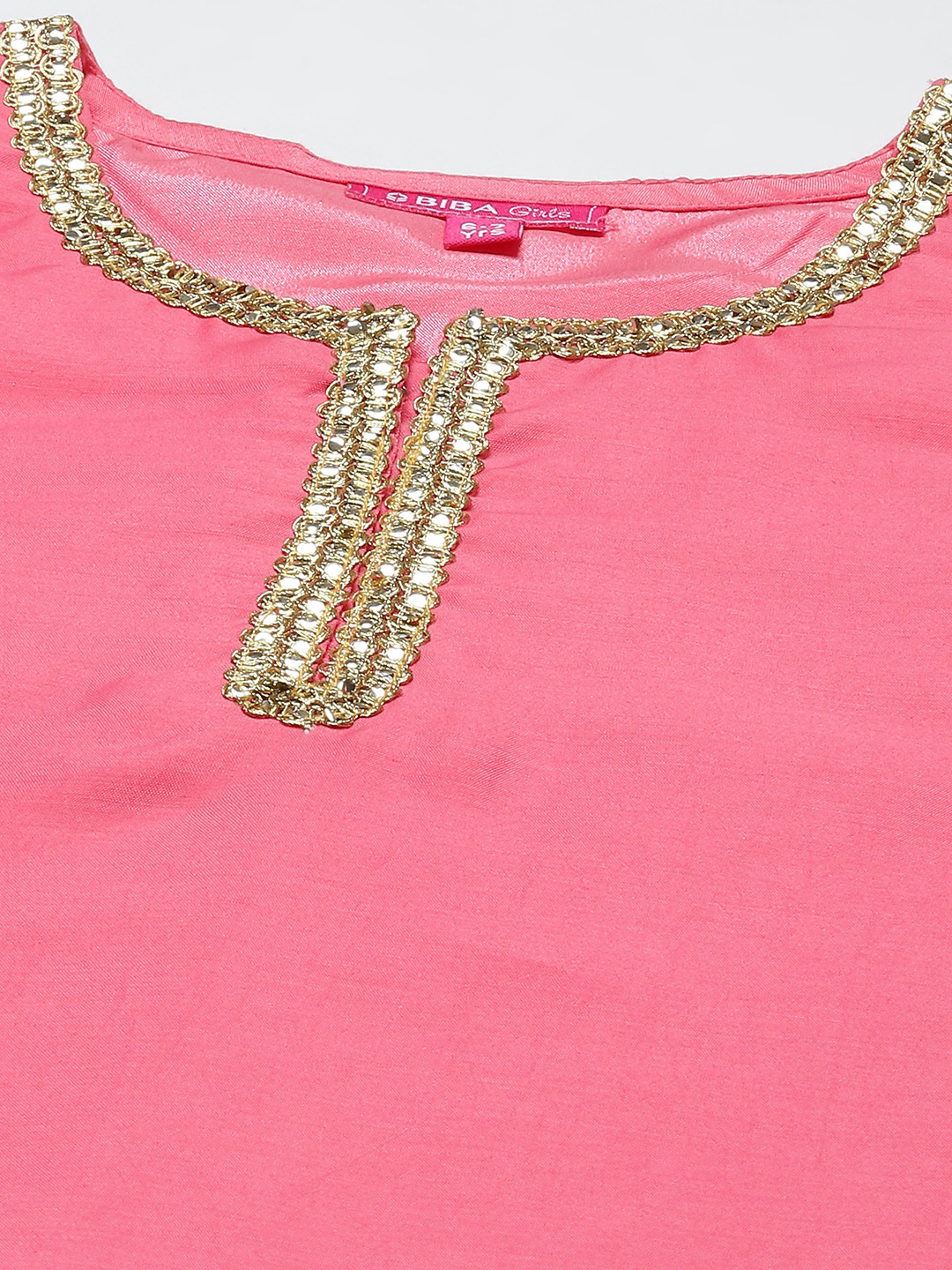 Pink & Yellow Art Silk Straight Kurta Set image number 1