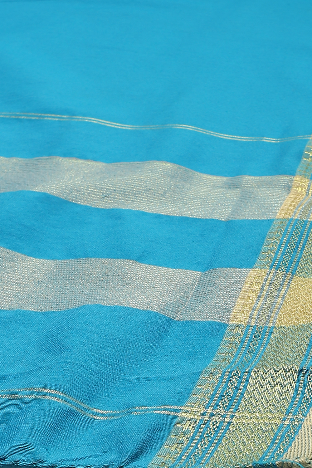 Off White Cotton Unstitched Suit Set image number 3