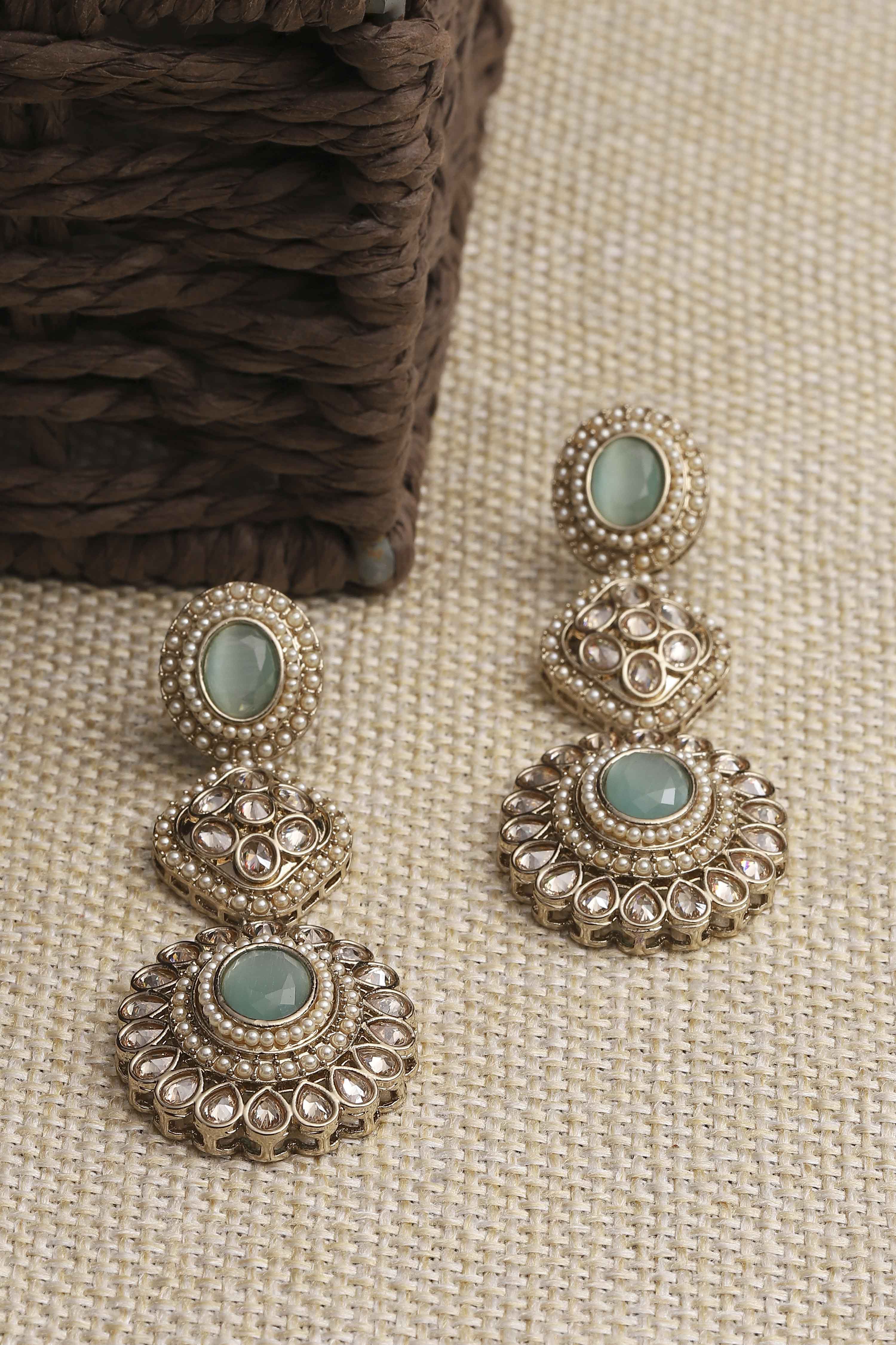 Mint Green Alloy Drop & Danglers image number 0