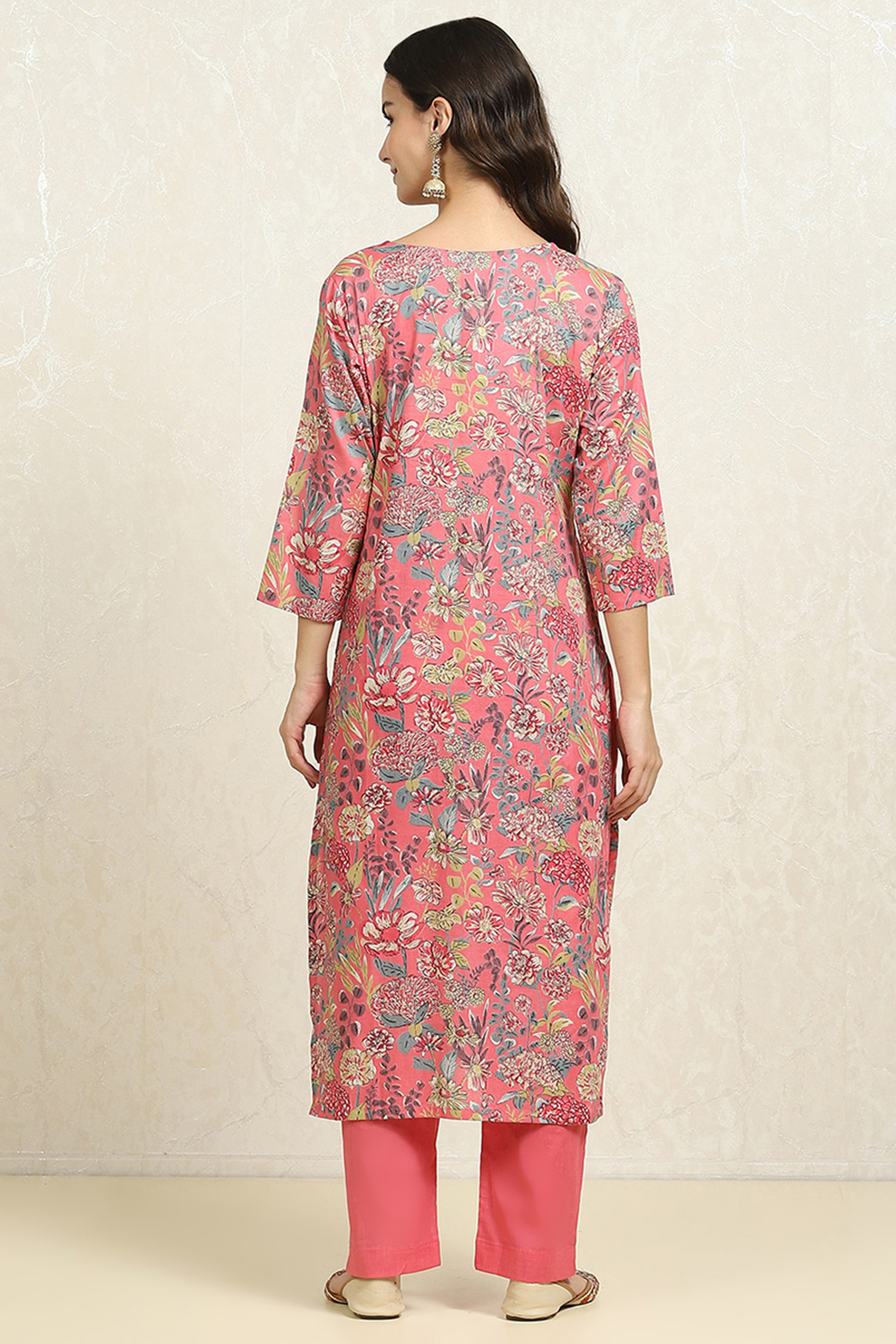 Green Cotton Floral Unstitched Suit Set image number 5