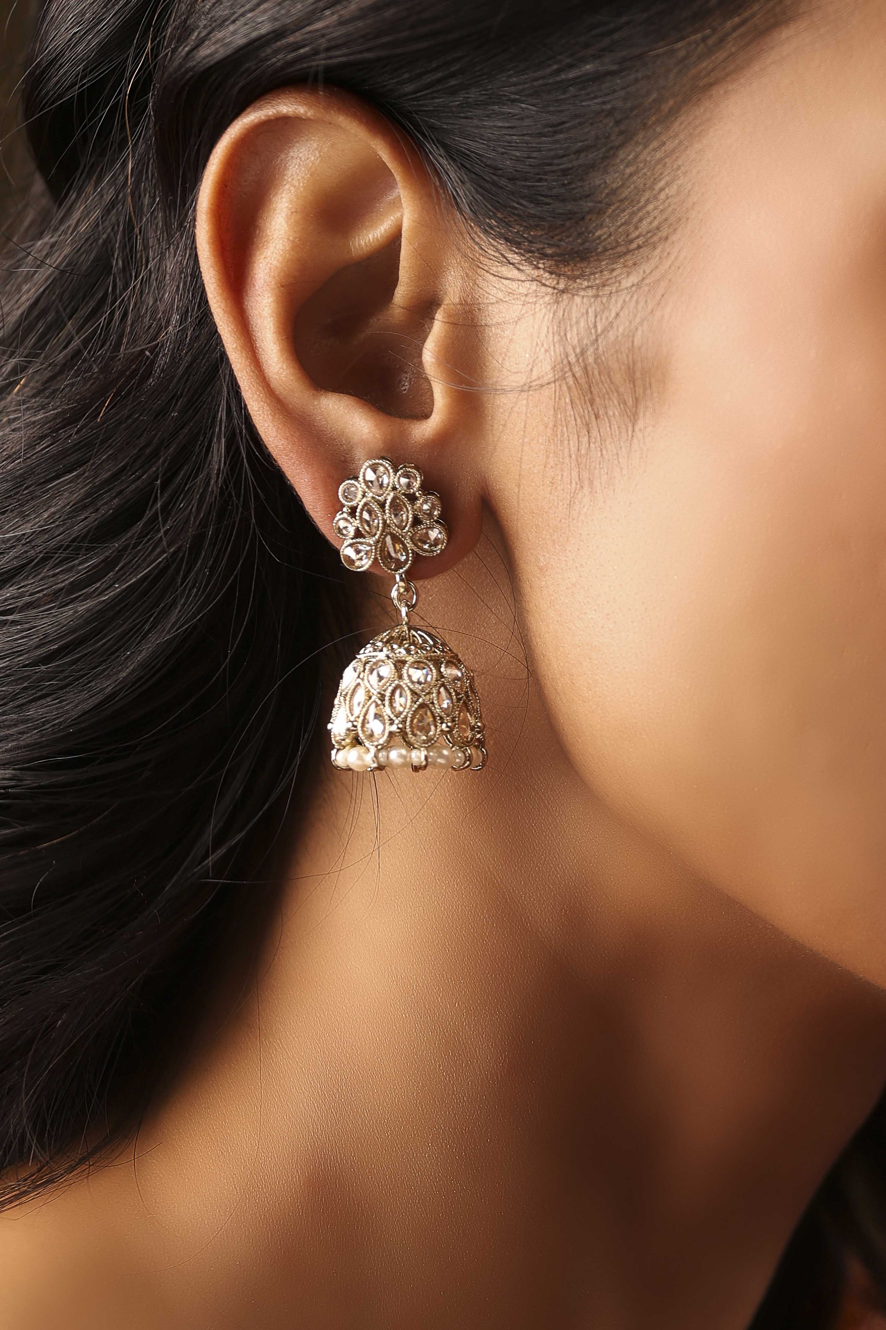 White Brass Jhumka image number 1