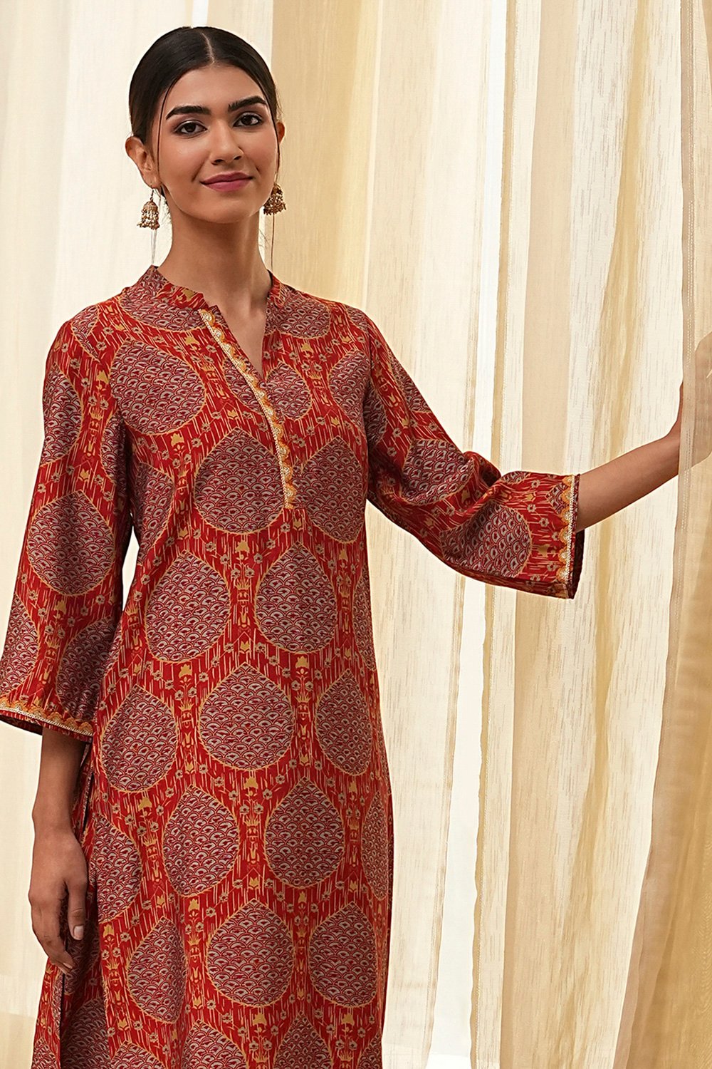 Rust Red Printed Co-ord Set image number 0