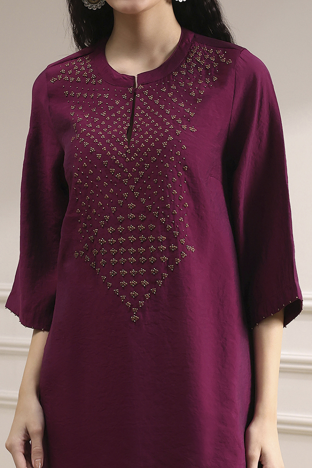 Berry Dyed Straight Kurta image number 1