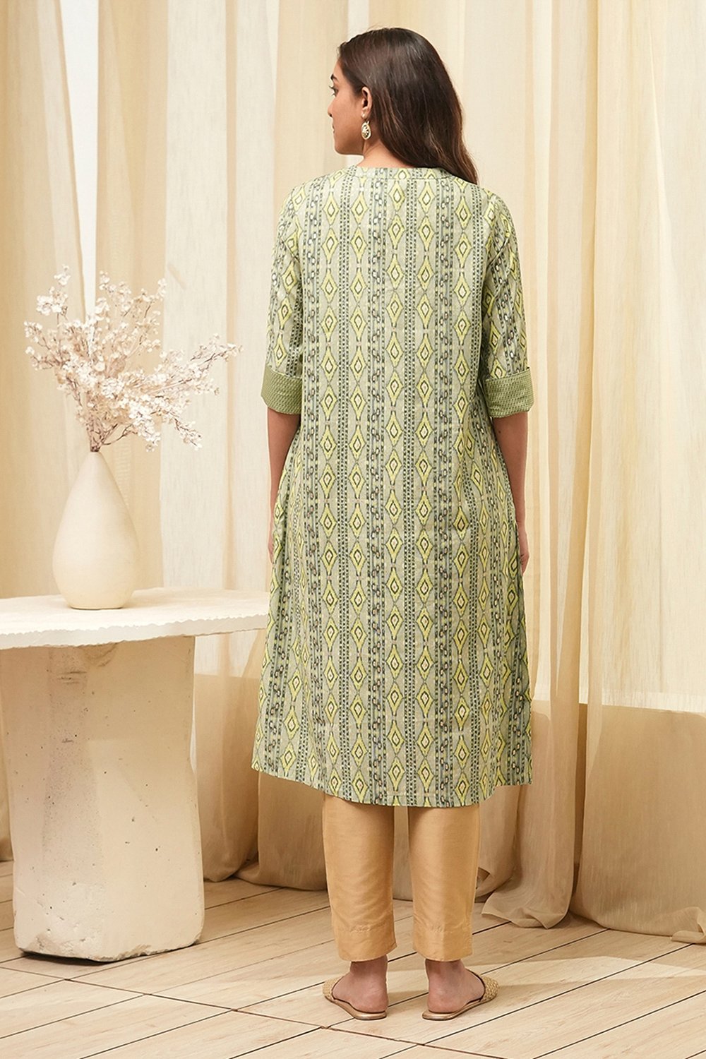Green Poly Viscose Straight Printed Kurta image number 3