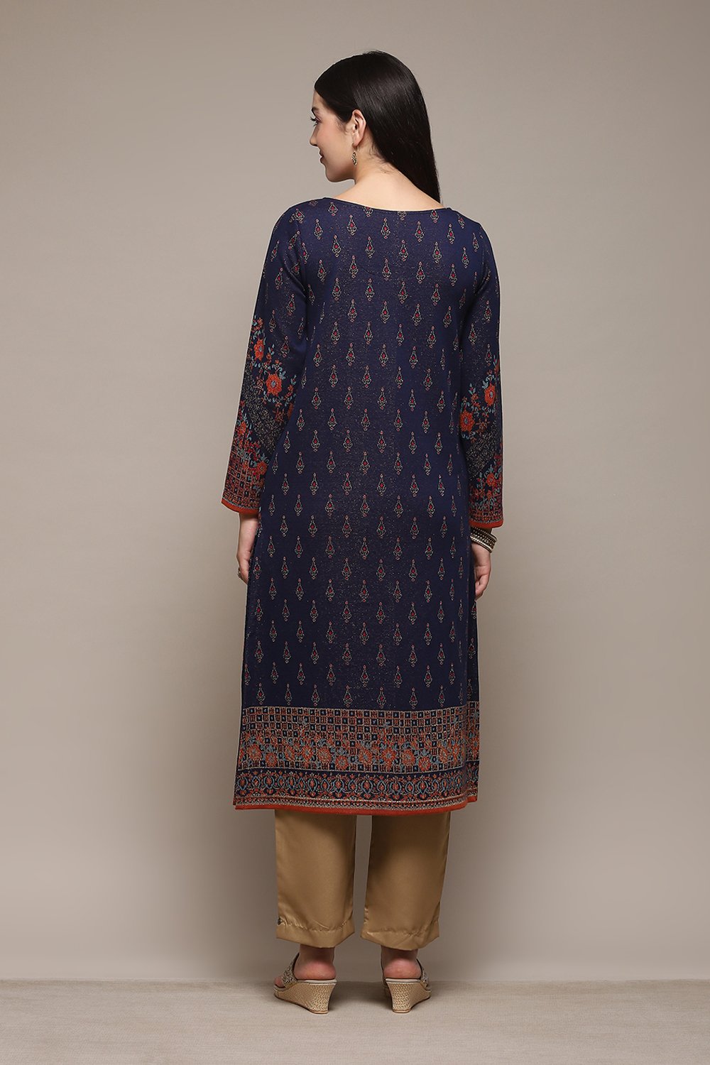 Berry Poly Cotton Straight Yarndyed Kurta image number 3