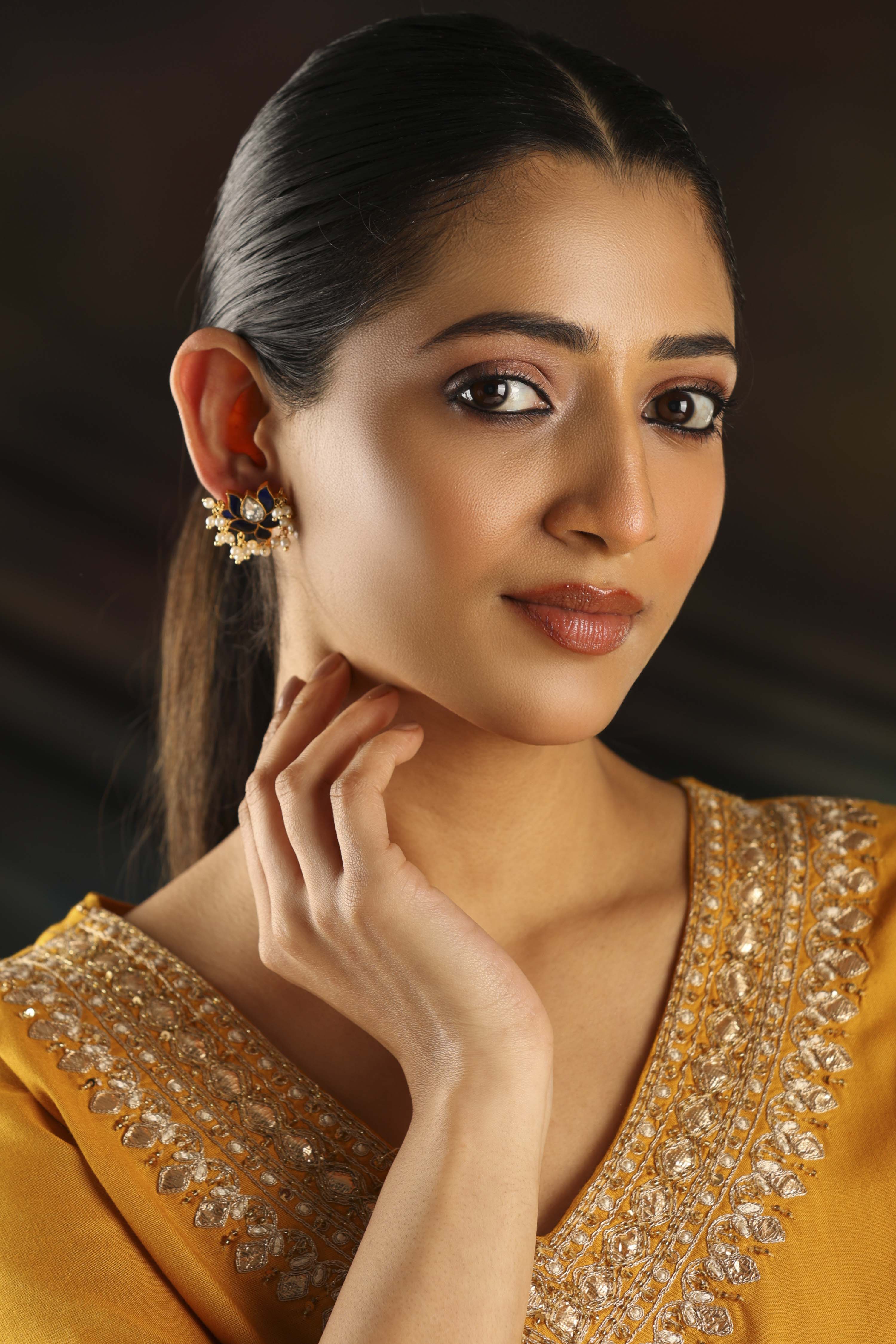 Navy Stone Earrings image number 3