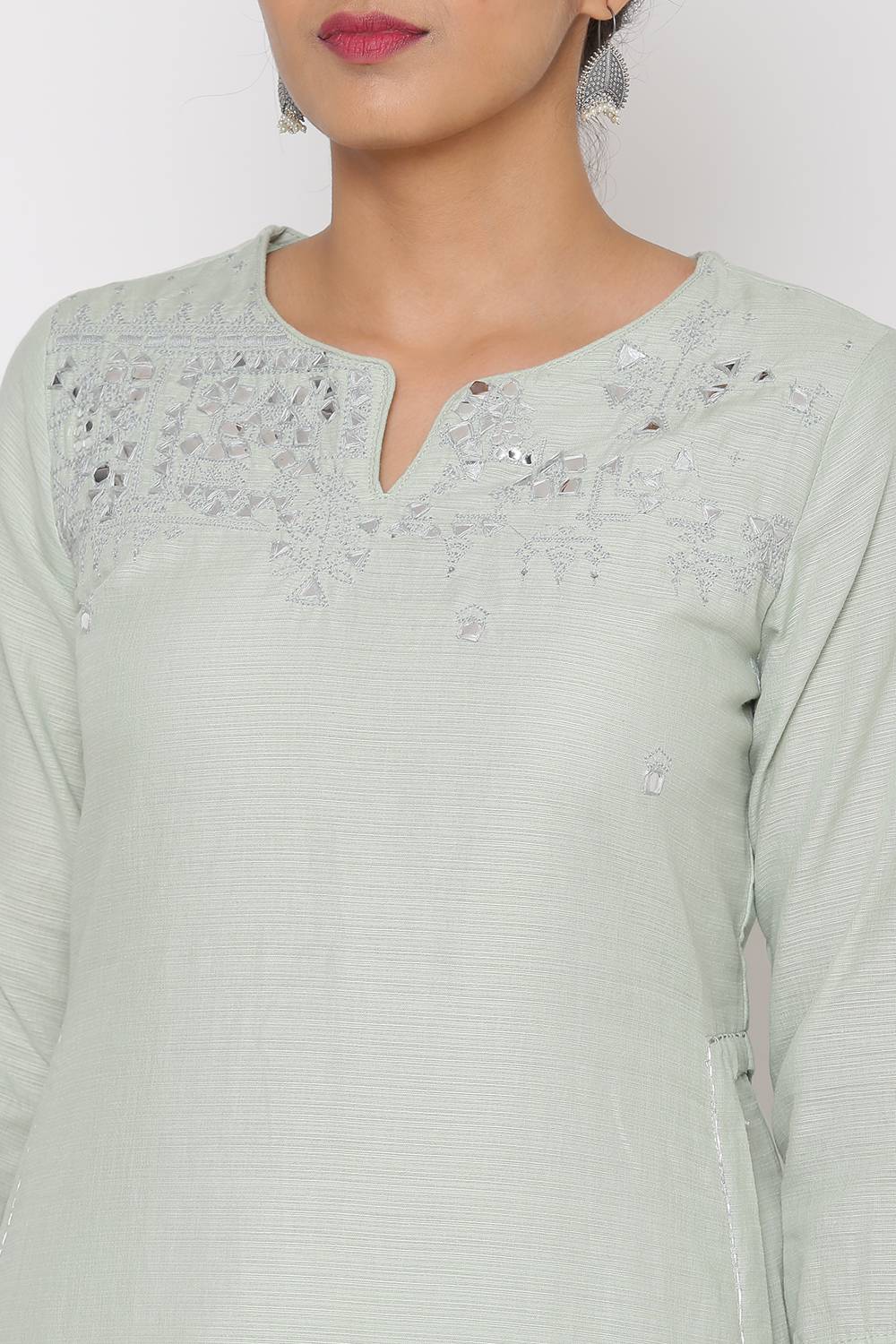 Mint Green Cotton Straight Kurta image number 1