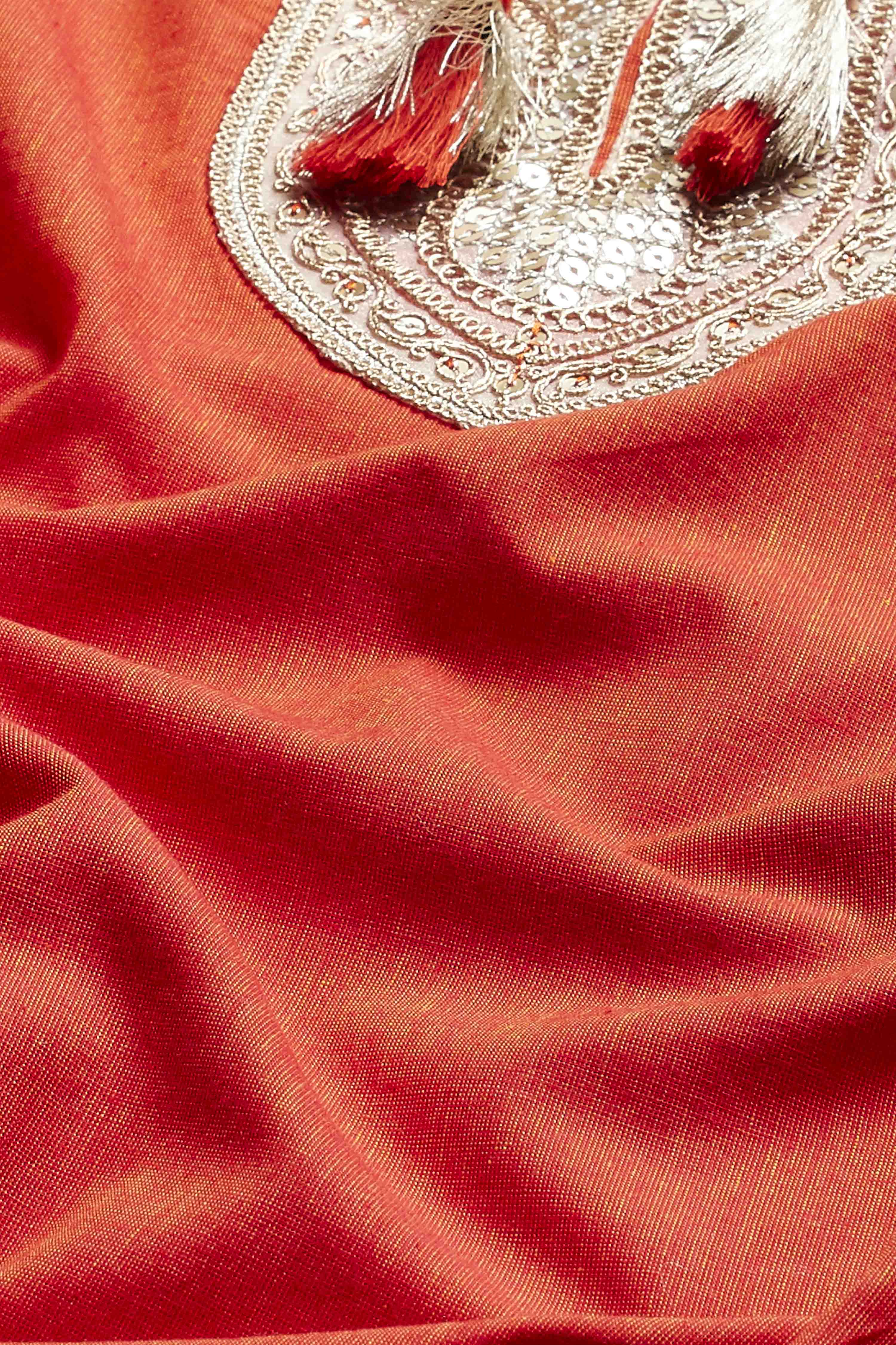 Rust Cotton Yoke Design Straight Kurta Set image number 3