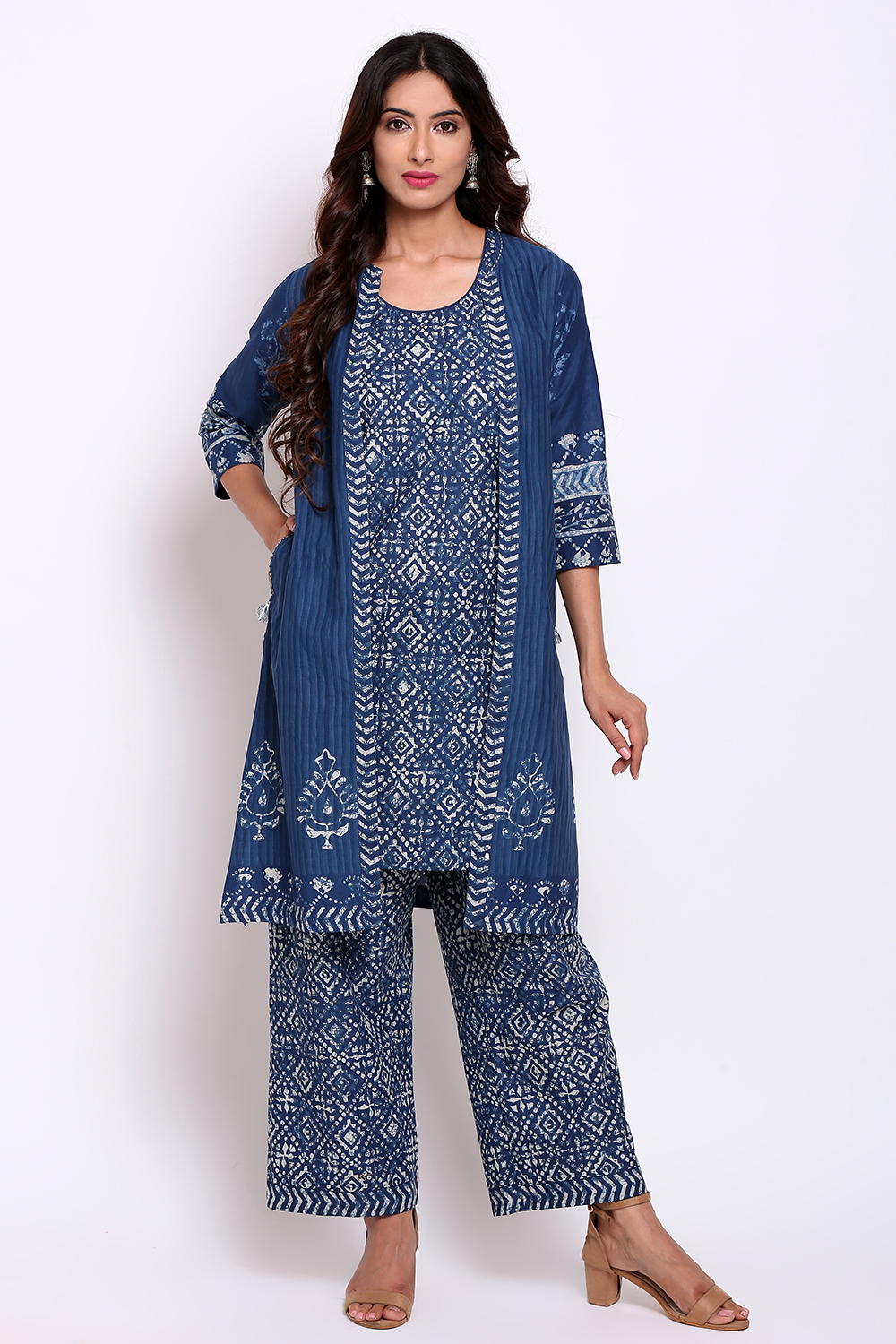 Indigo Cotton Straight Fusion Wear 3 Piece Set image number 0