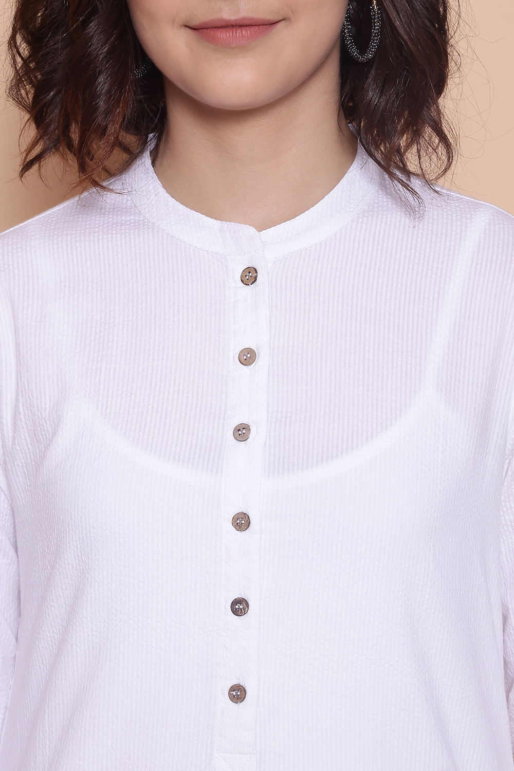 White Cotton Yarndyed Kurta image number 1