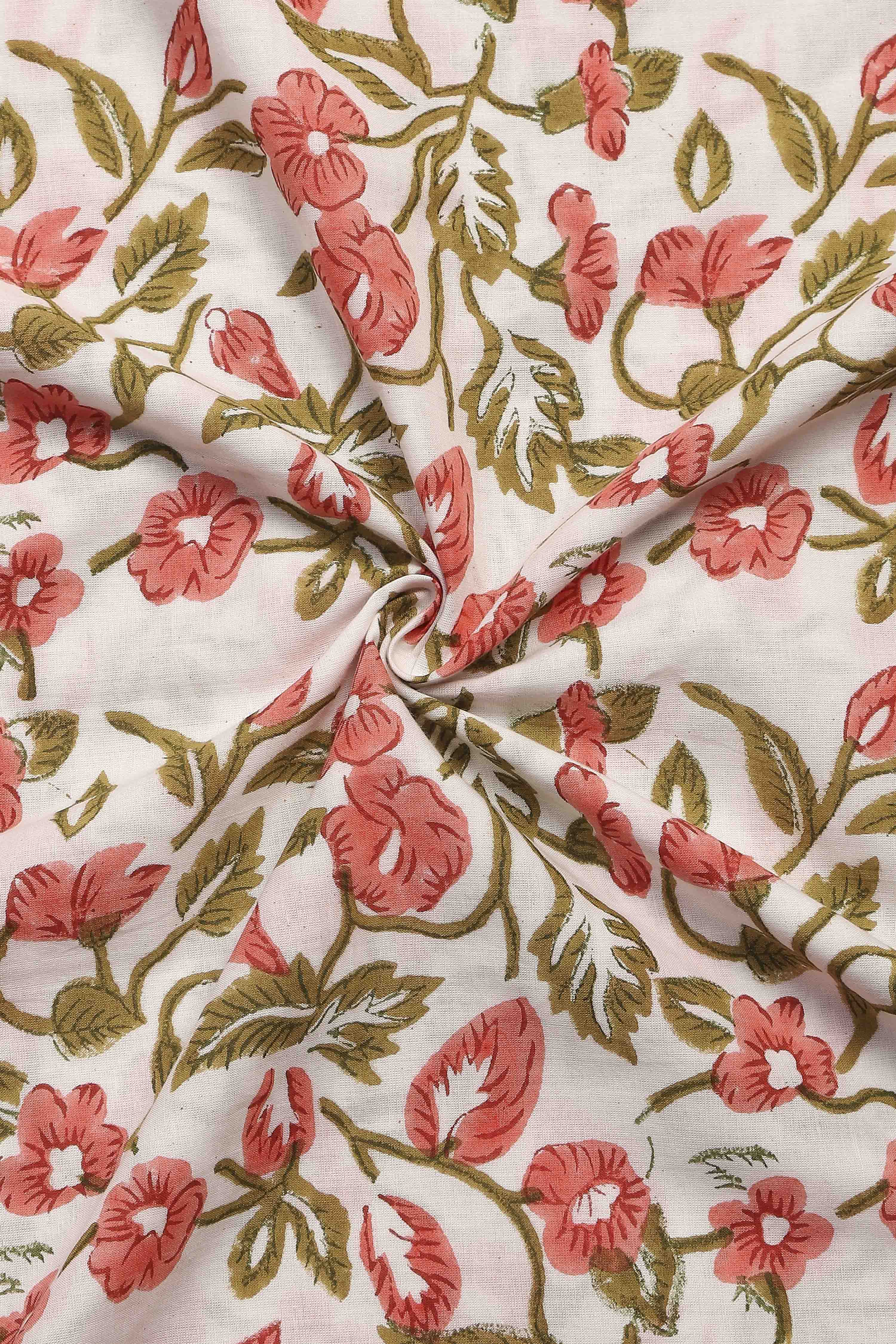 Pink Cotton Printed Embroidered Unstitched Suit Set image number 2