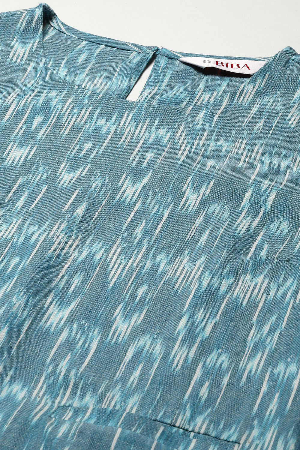 Light Blue Cotton IKAT Straight Yarndyed Kurta image number 1