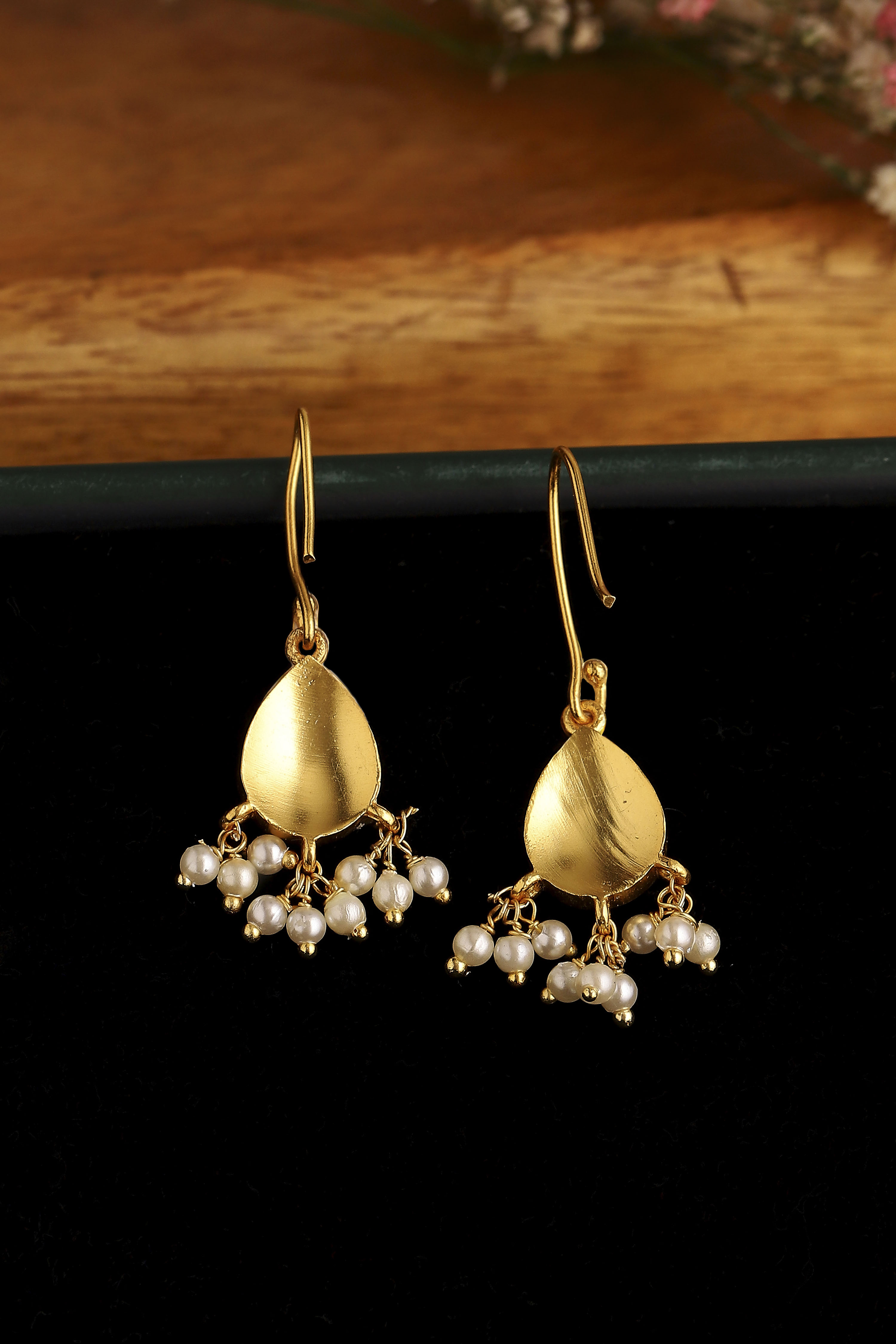 Dark Pink Stone Earrings image number 2