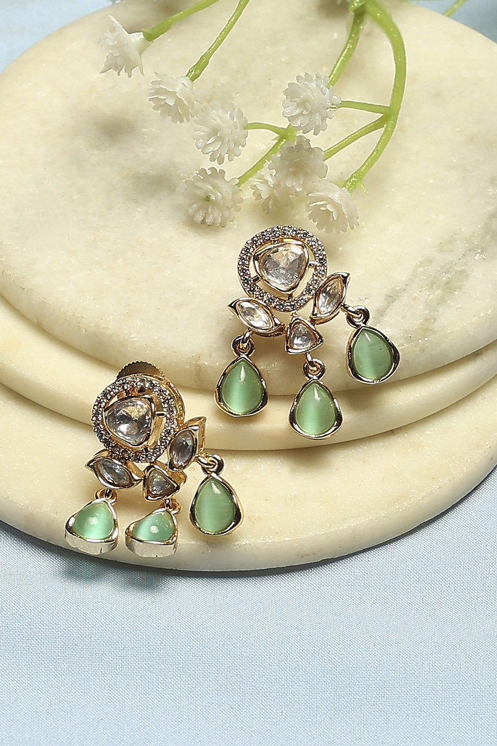 Mint Green Brass Drop & Danglers image number 0