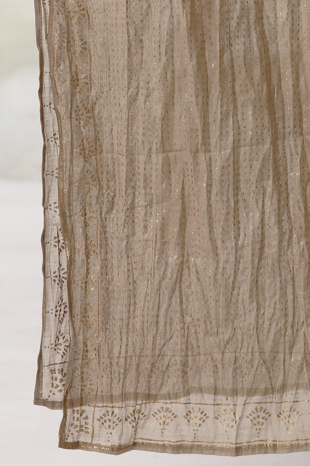Brown Cotton Silk Printed Dupatta image number 1