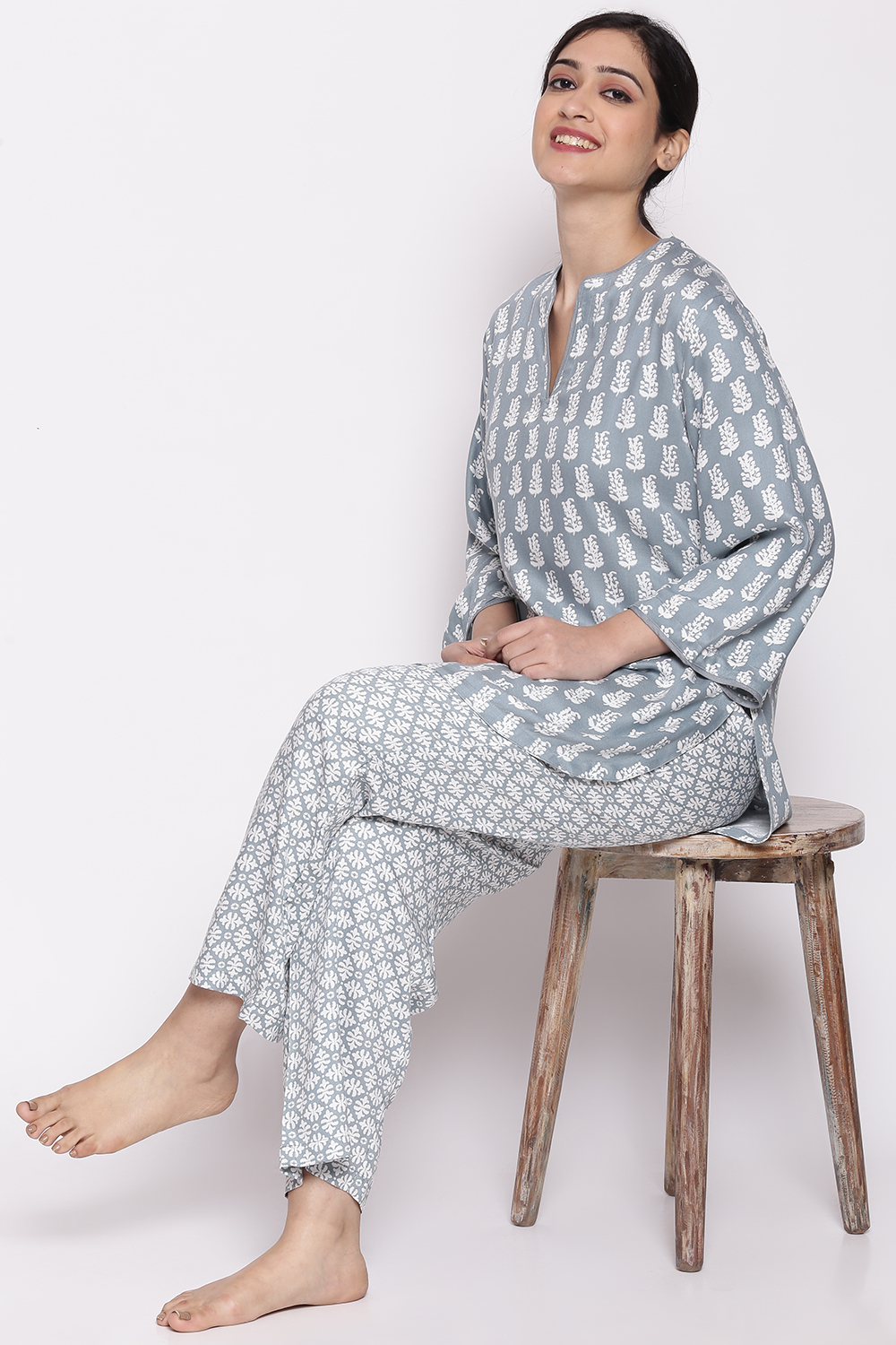 Dark Pink Cotton Printed Loungewear Set image number 0