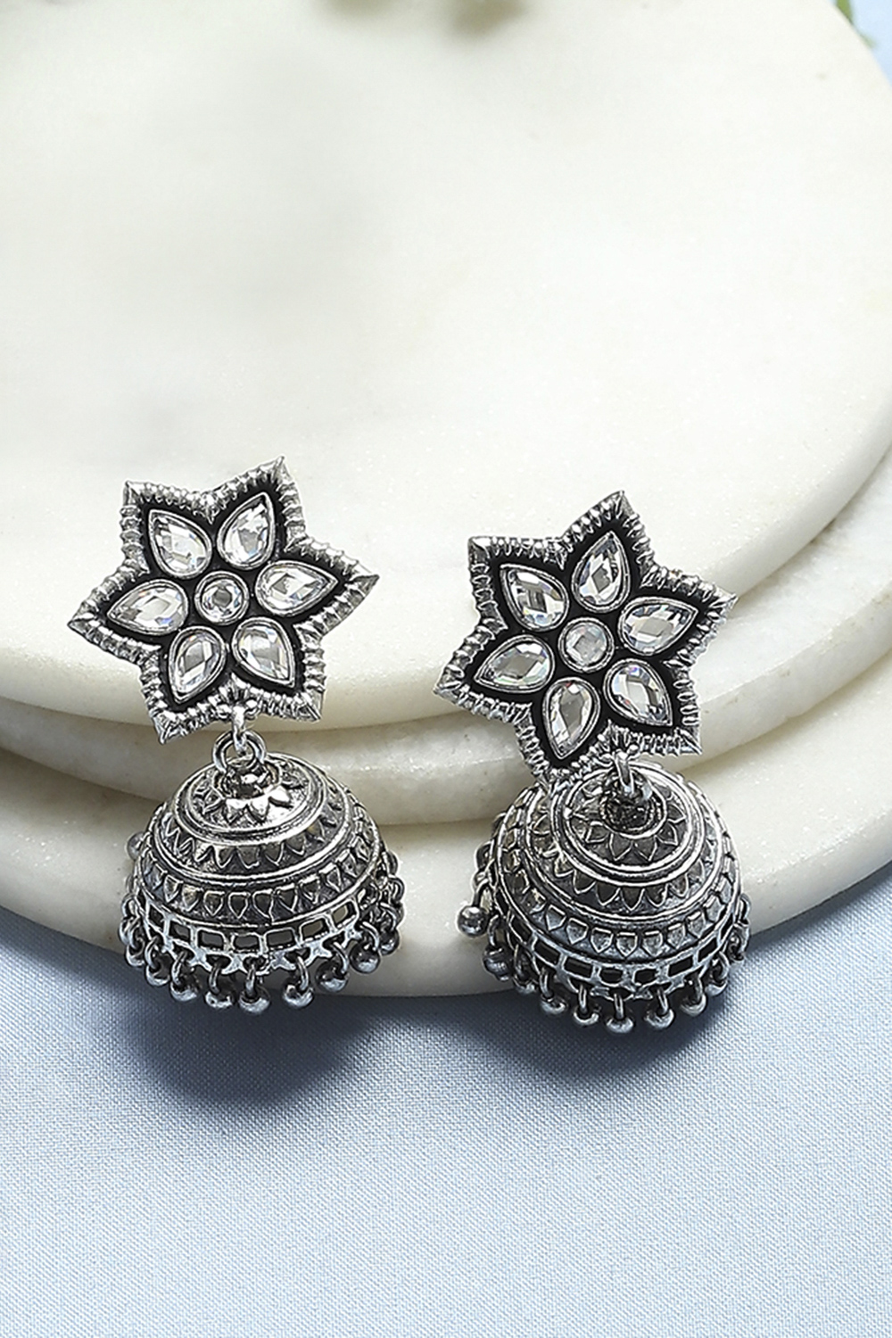 White Pearl Embellished Earrings image number 0