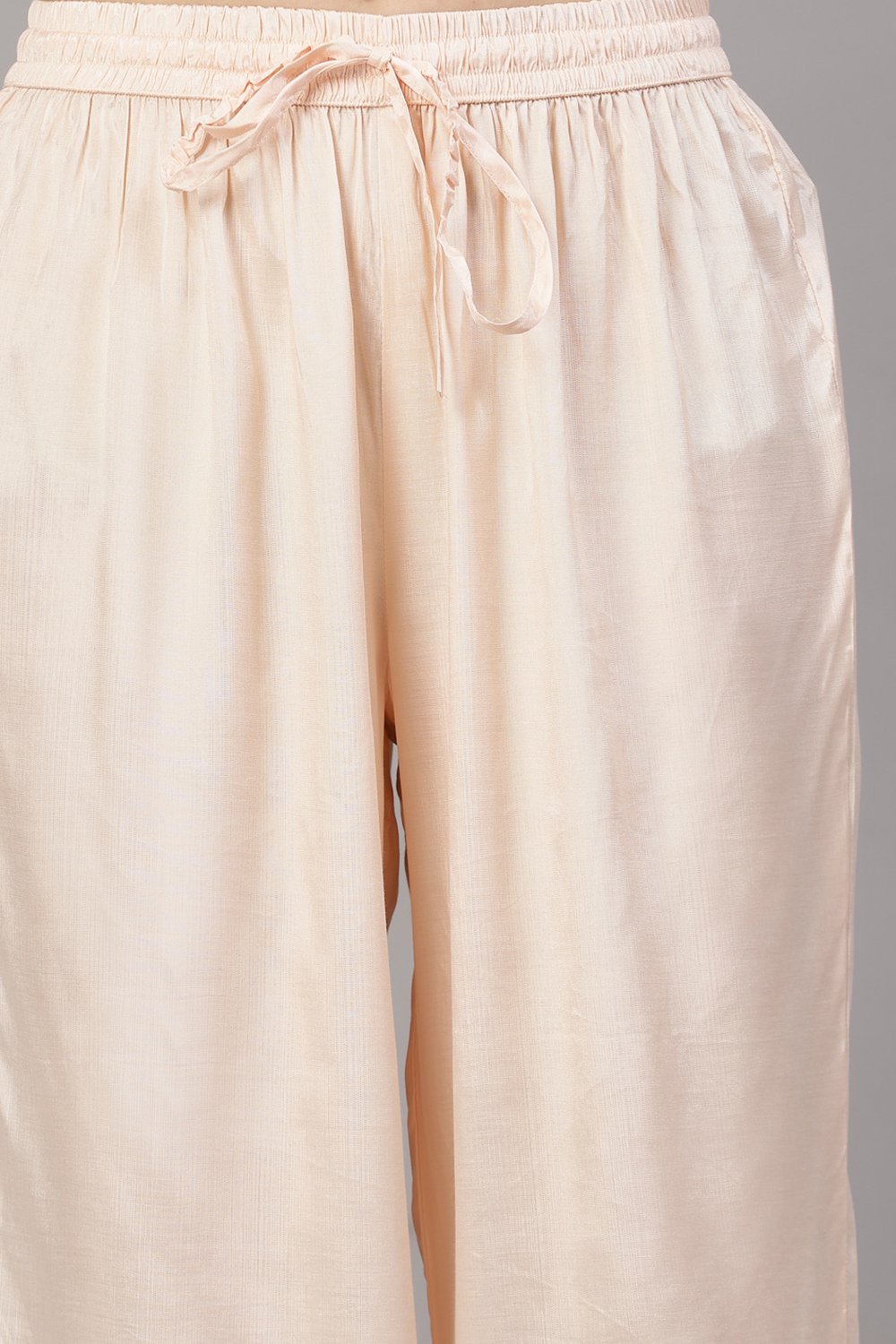 Off-white Yard-dyed A-Line & Palazzo Suit Set image number 2
