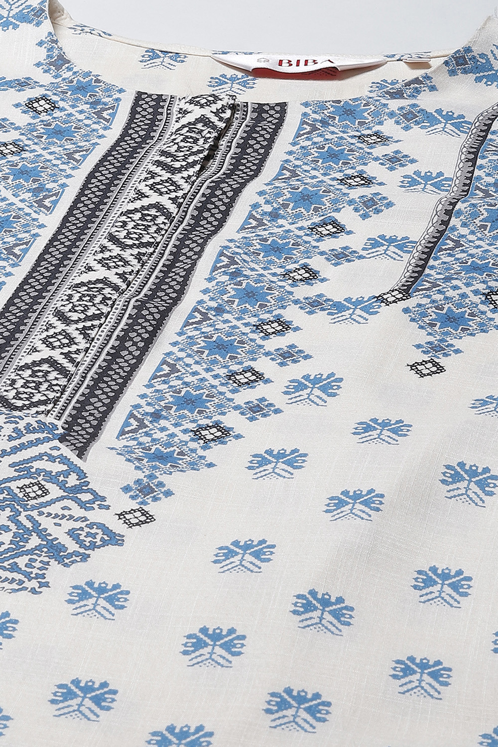 Blue LIVA Straight Printed Kurta image number 1