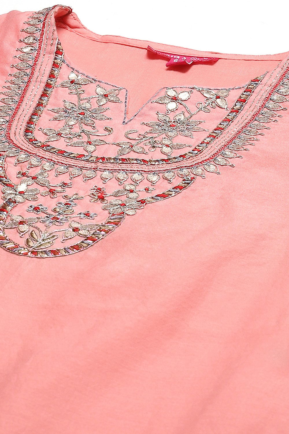 Salmon Orange Polyester Straight Solid Suit Set image number 1
