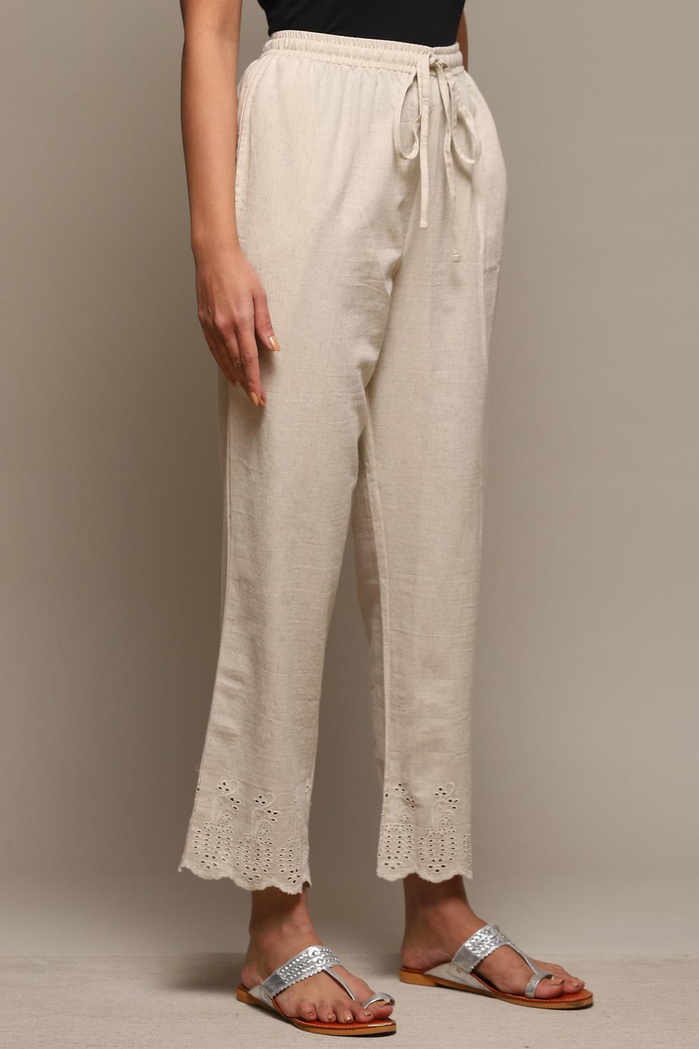 Black Cotton Blend Narrow Pant image number 3