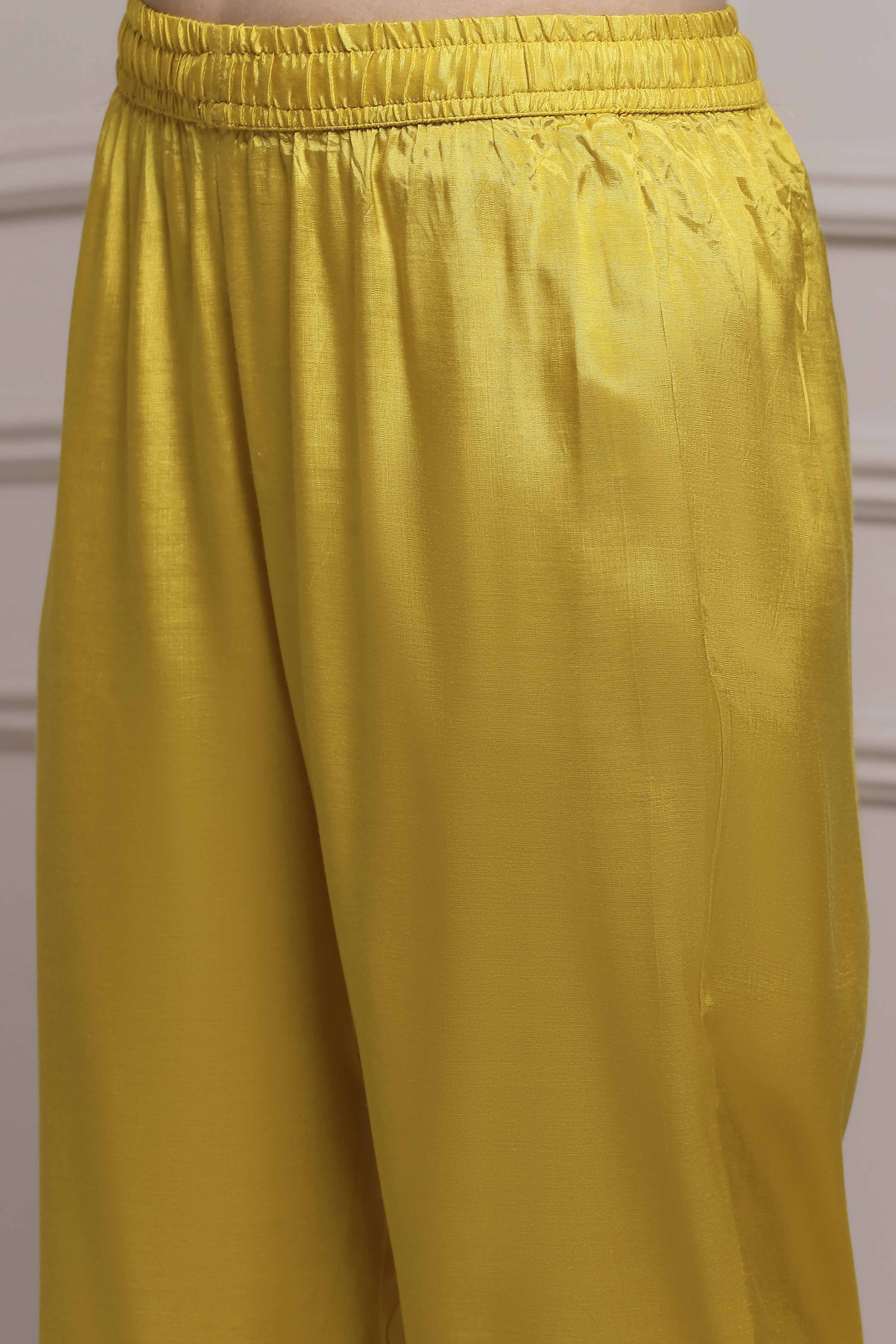 Lime Cotton Blend Straight Yarndyed Suit Set image number 2