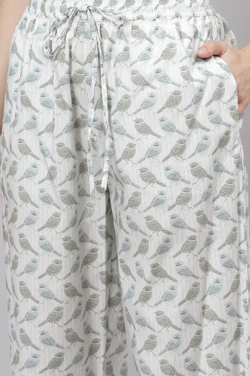 Mint Straight Cotton Three Piece Printed Sleepwear Set image number 2