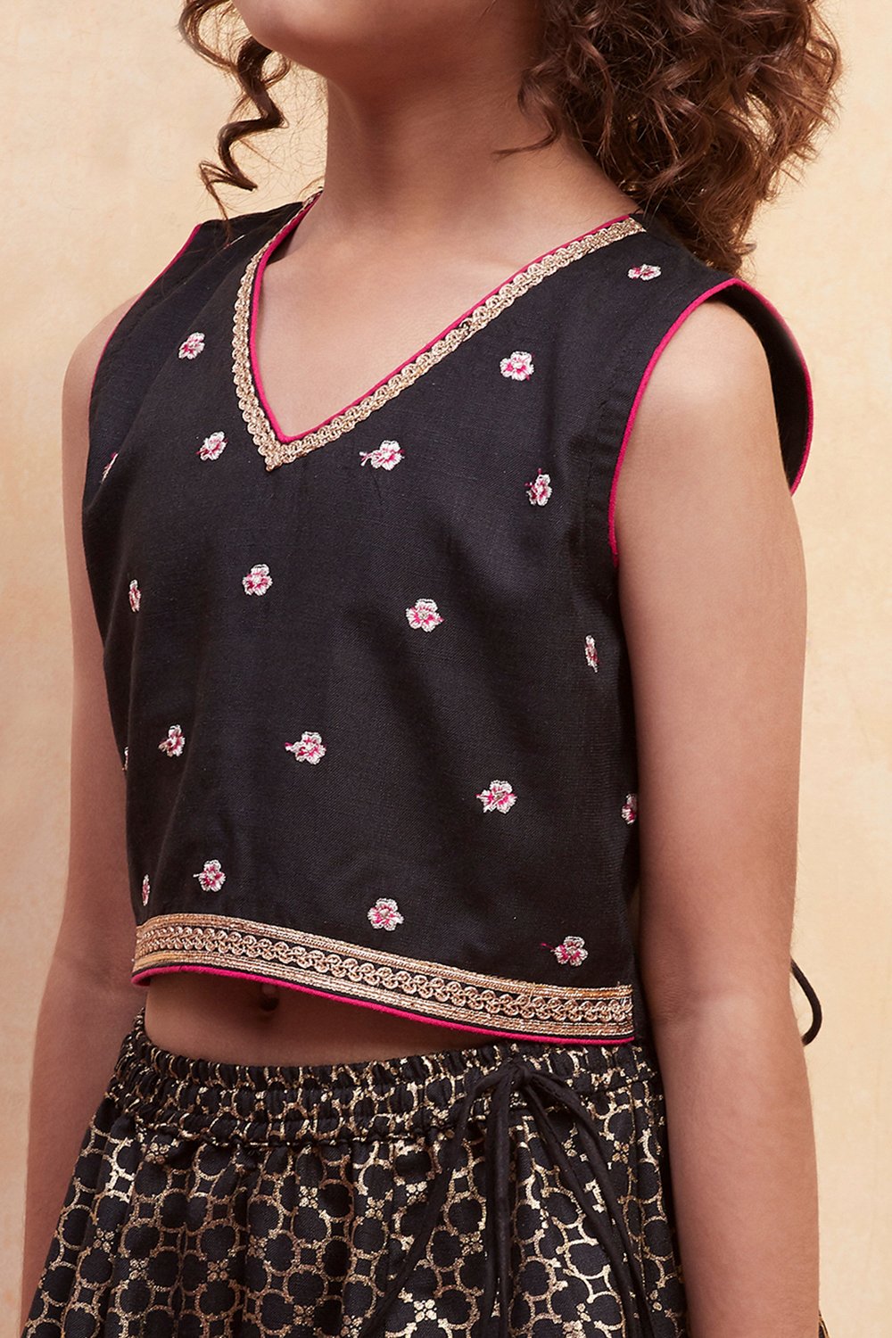 Black Polyester Lehenga Set image number 1
