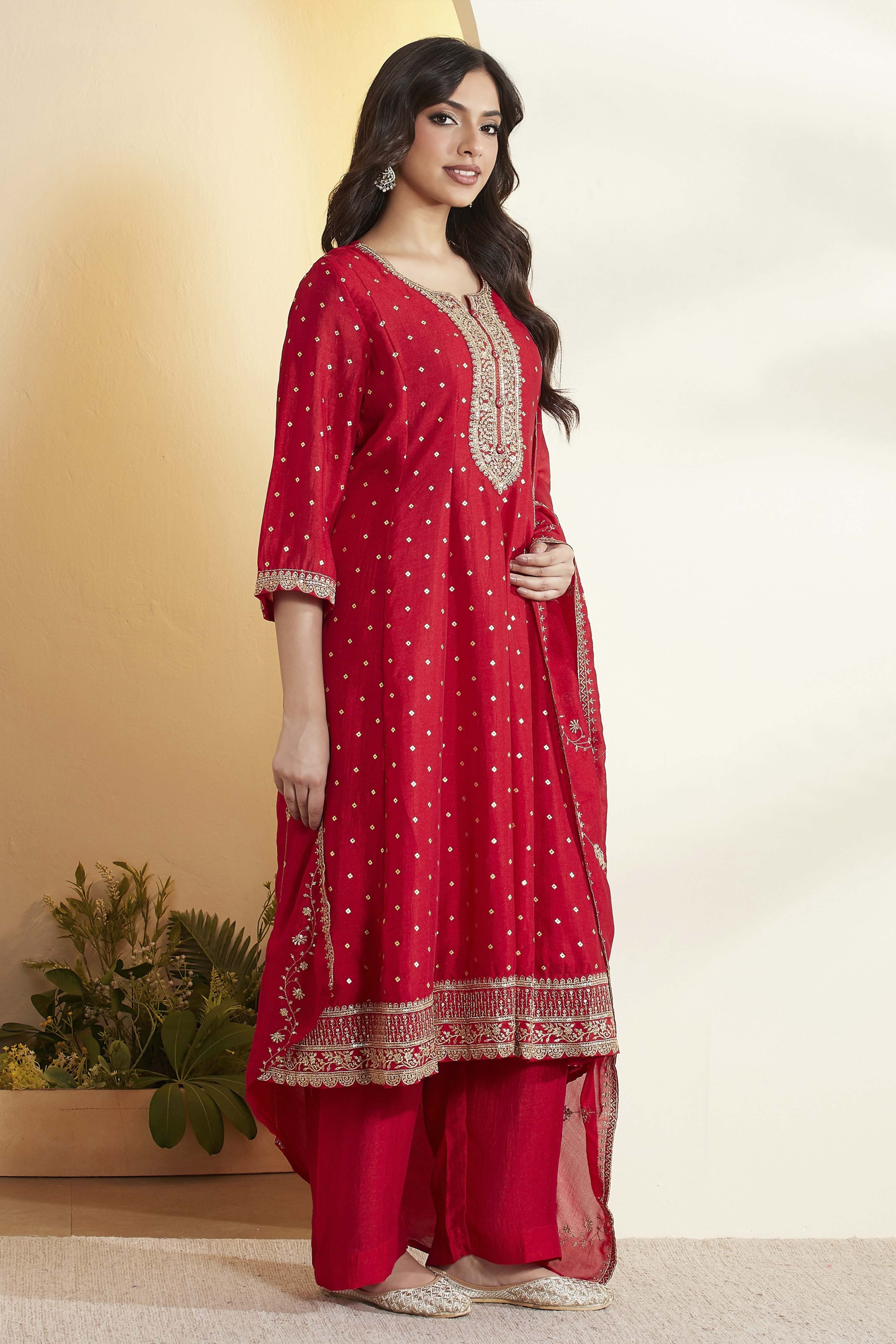 Blue Cotton Kalidar Suit Set image number 5