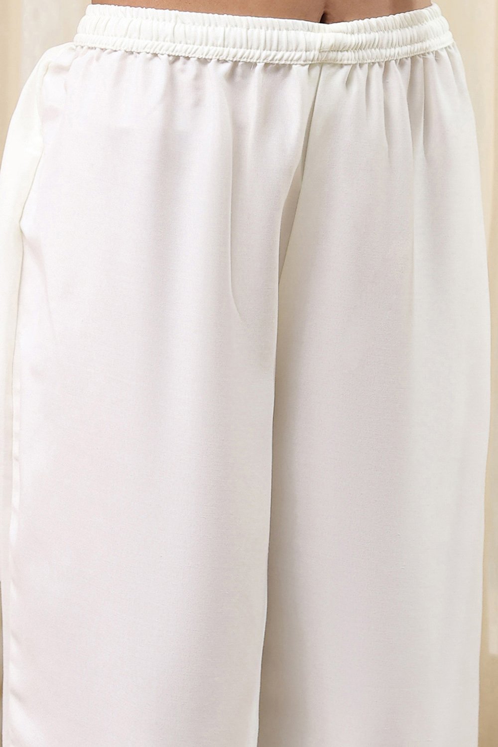 Off-White and Blue Cotton Floral Kalidar Suit Set image number 2