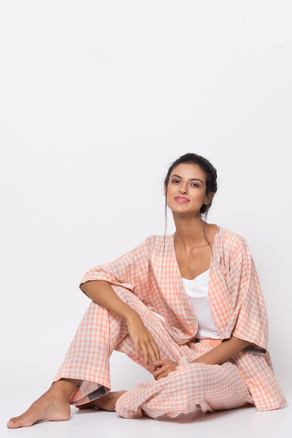 Peach Reversible Yarndyed Loungewear Set image number 5