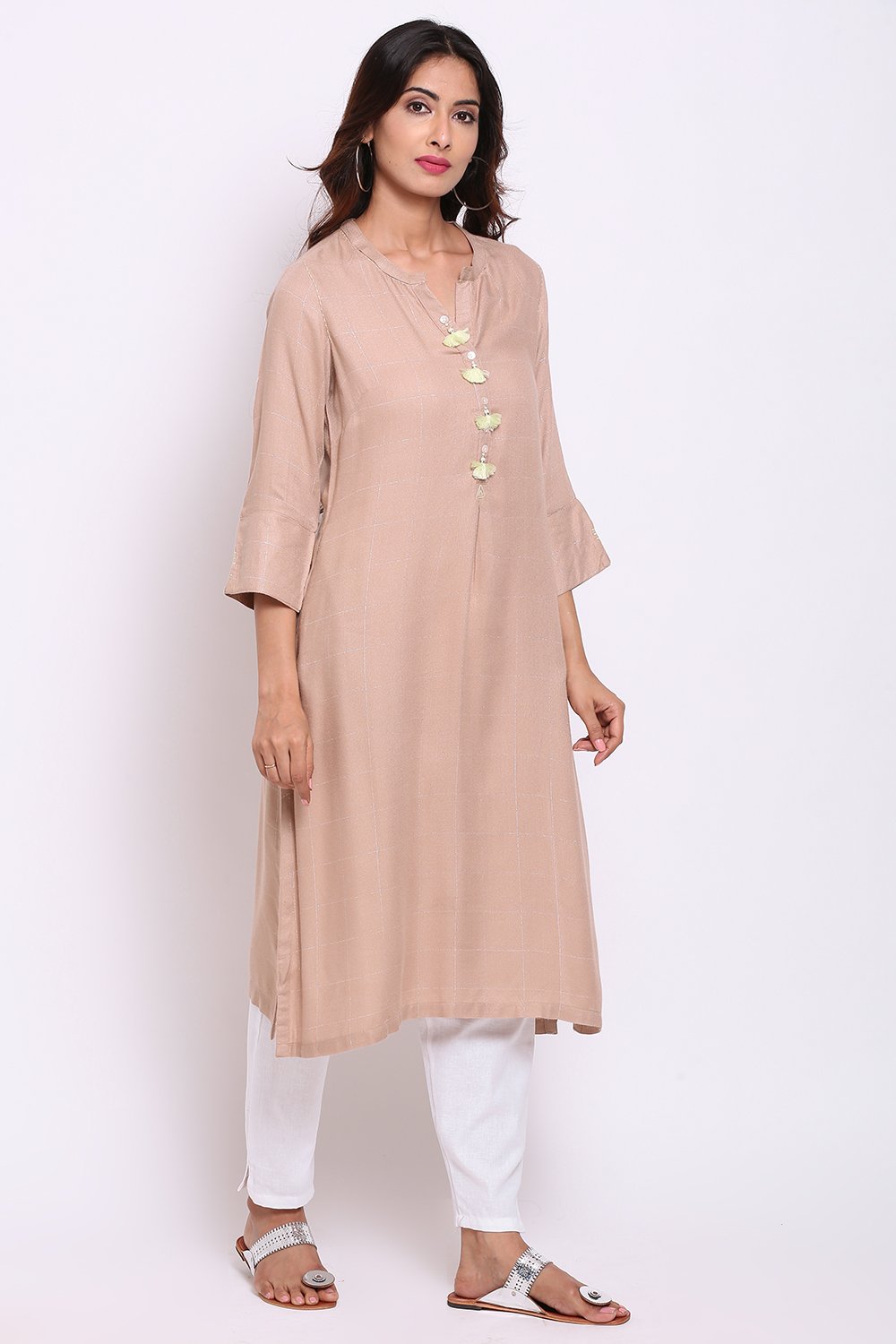 Aqua Rayon Straight Kurta image number 4