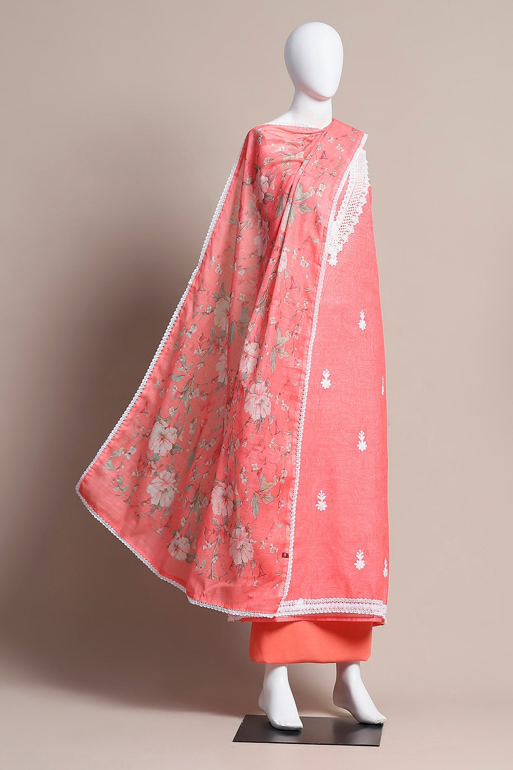 Sky Blue Linen Unstitched Suit Set image number 0