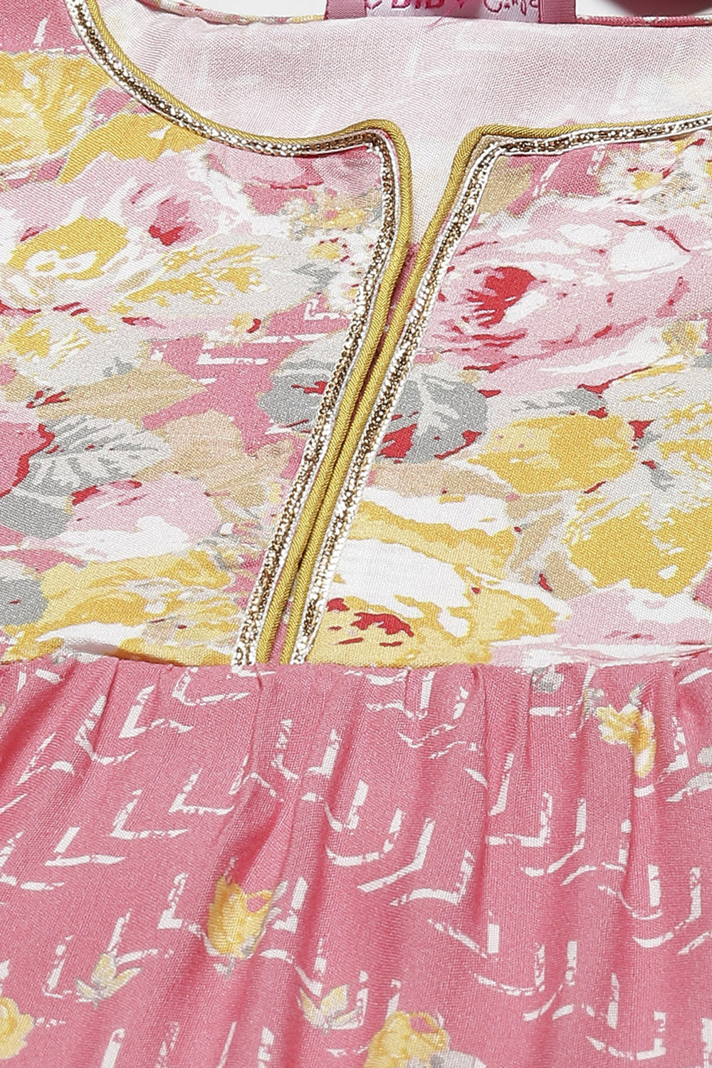 Yellow Rayon Flared Printed Kurta Set image number 1