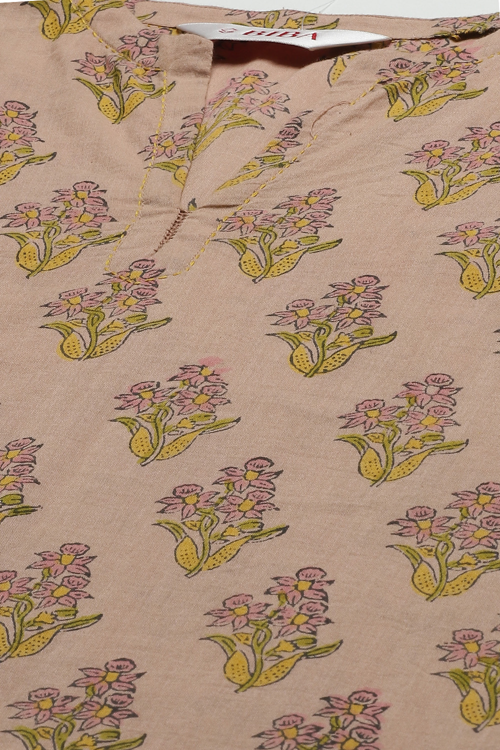 Dusky Peach Straight Cotton Three Piece Printed Sleepwear Set image number 1