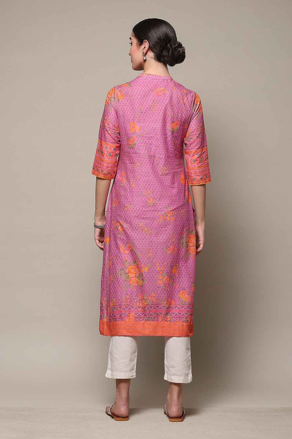 Green Cotton Straight Printed Kurta image number 4