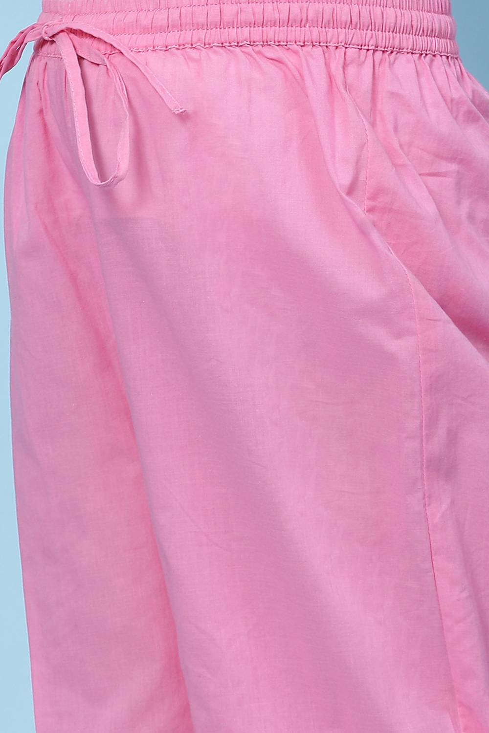 Pink Cotton Flared Printed Kurta Set image number 2