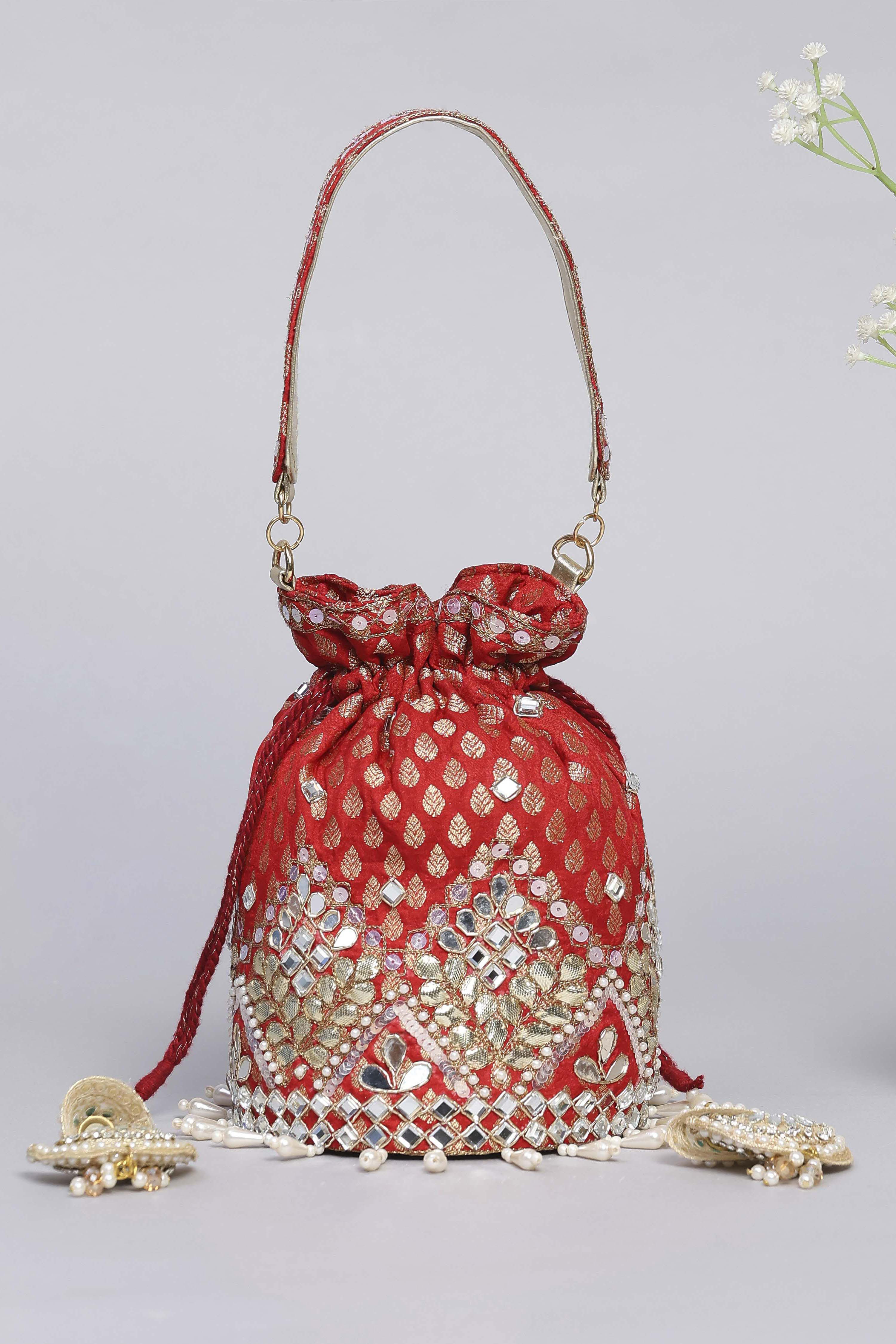 Red Polycotton Potli image number 4